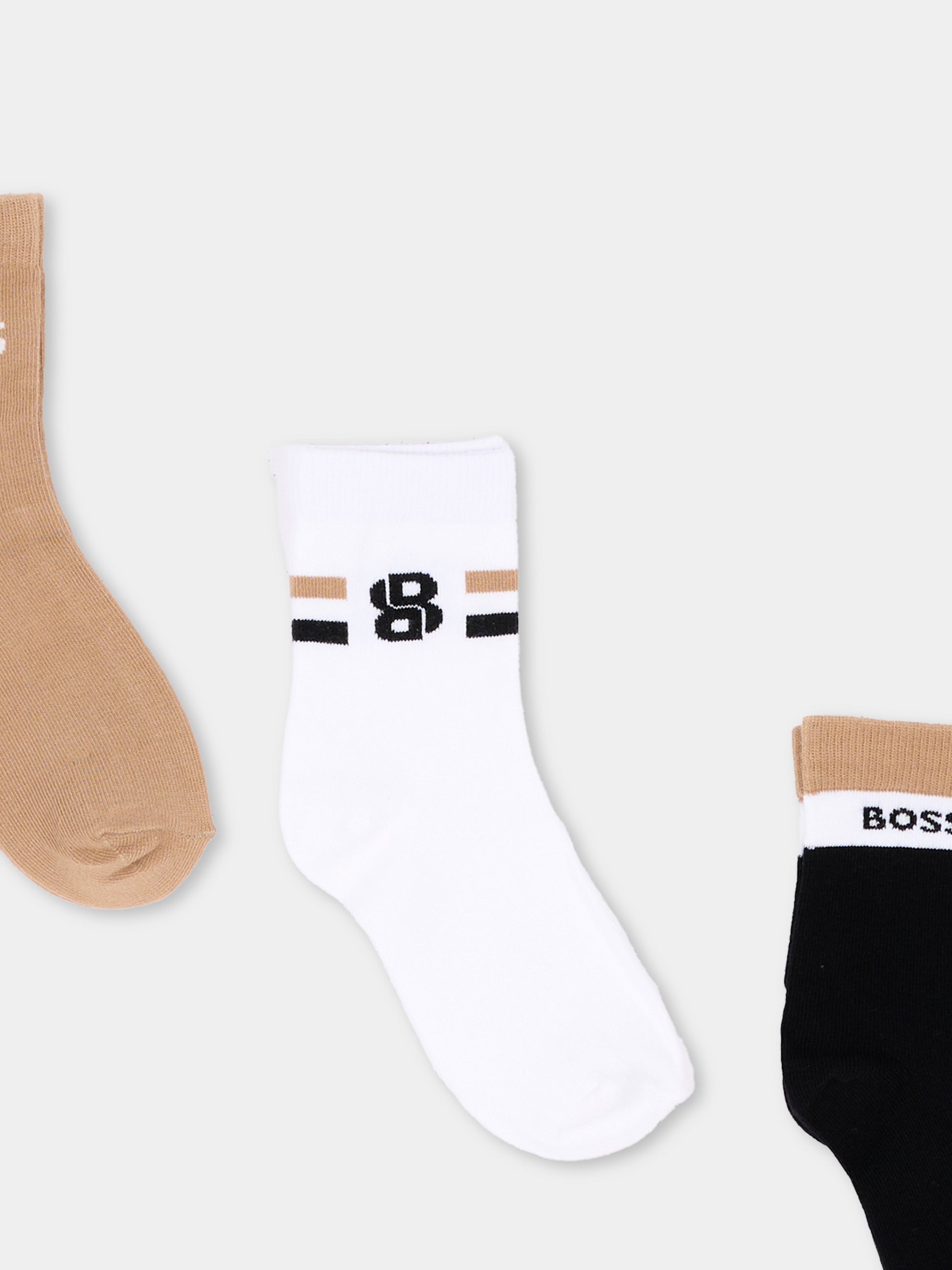 Calzini multicolor per neonato con logo,Boss,J53578 09B
