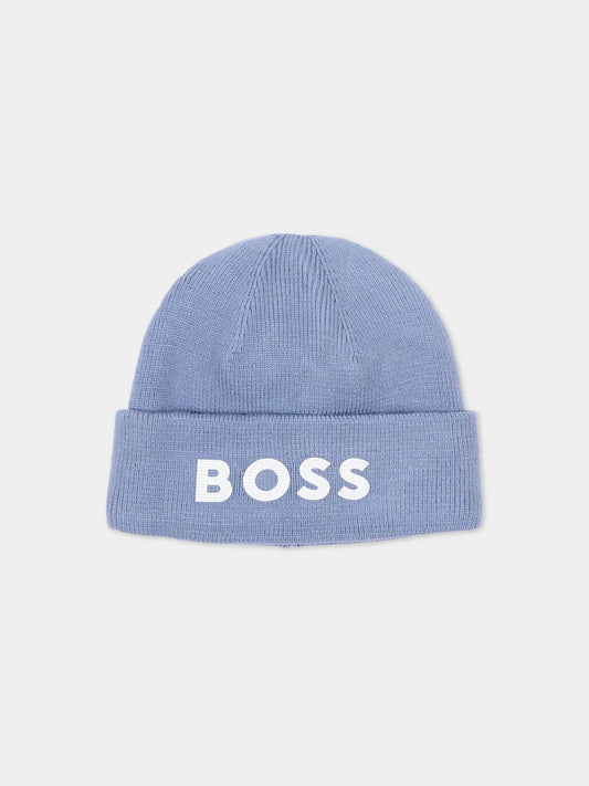 Berretto celeste per bambino con logo,Boss,J53584 896