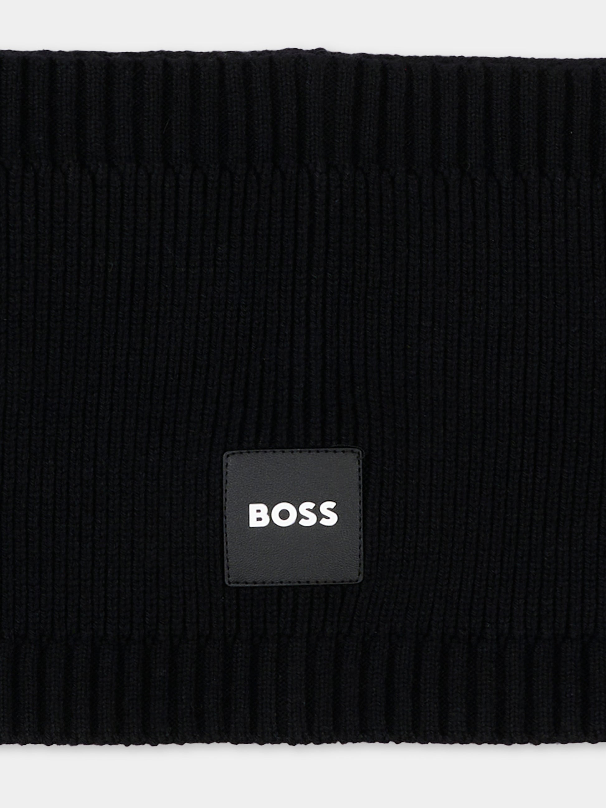 Sciarpa nera per bambino con logo,Boss,J53590 09B