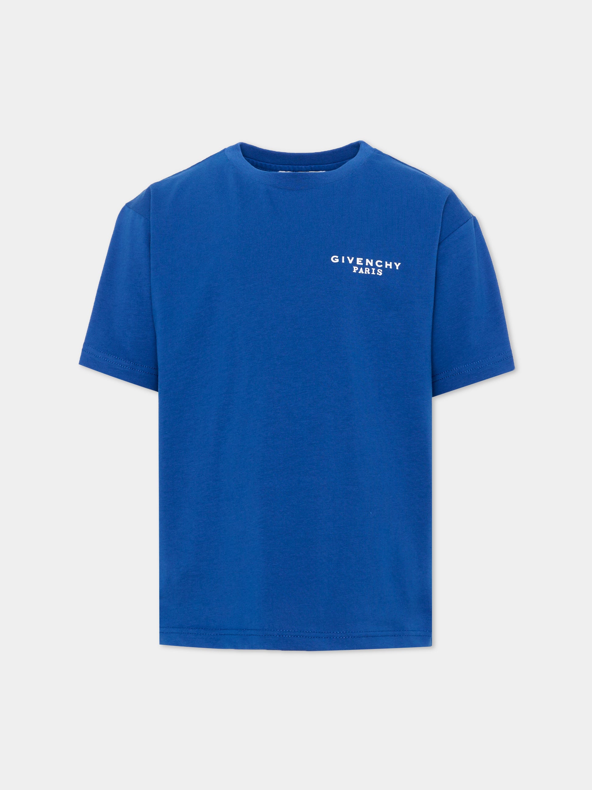 T-shirt blu per bambino con logo,Givenchy Kids,H31280 865