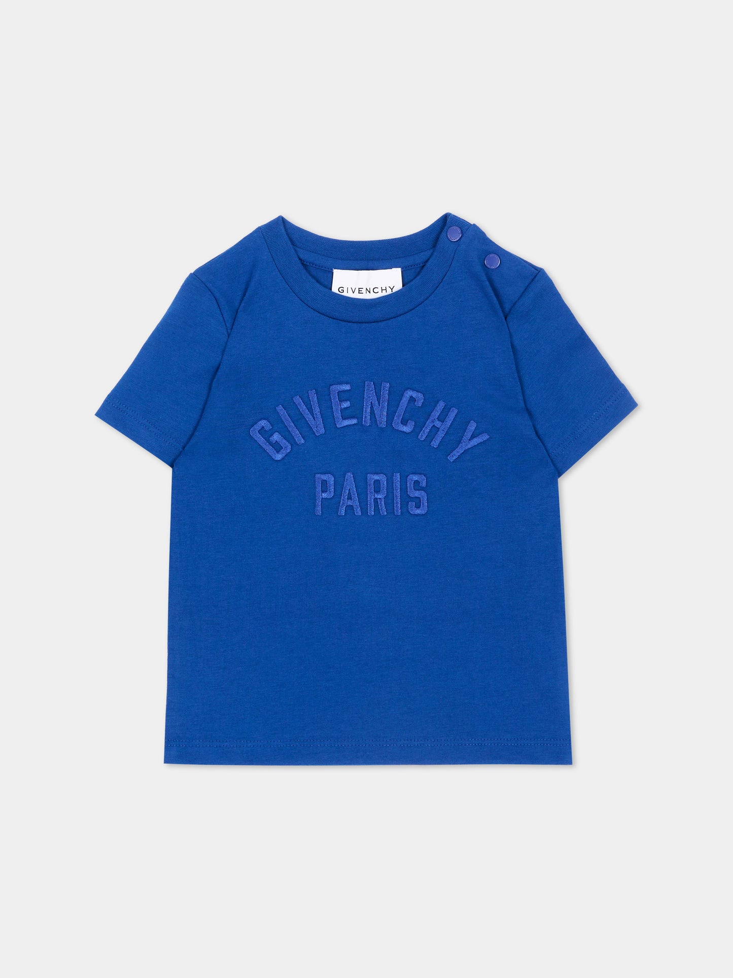 T-Shirt blu per neonato con logo,Givenchy Kids,H31286 865