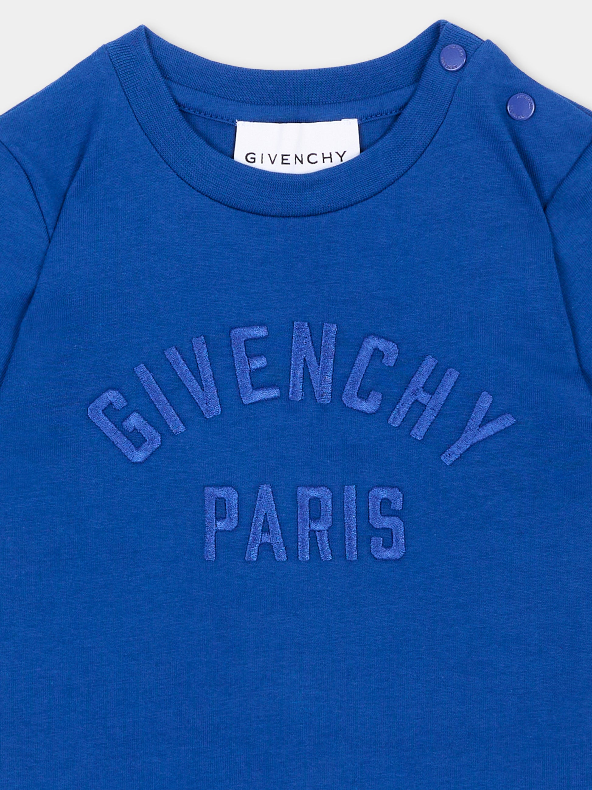 T-Shirt blu per neonato con logo,Givenchy Kids,H31286 865