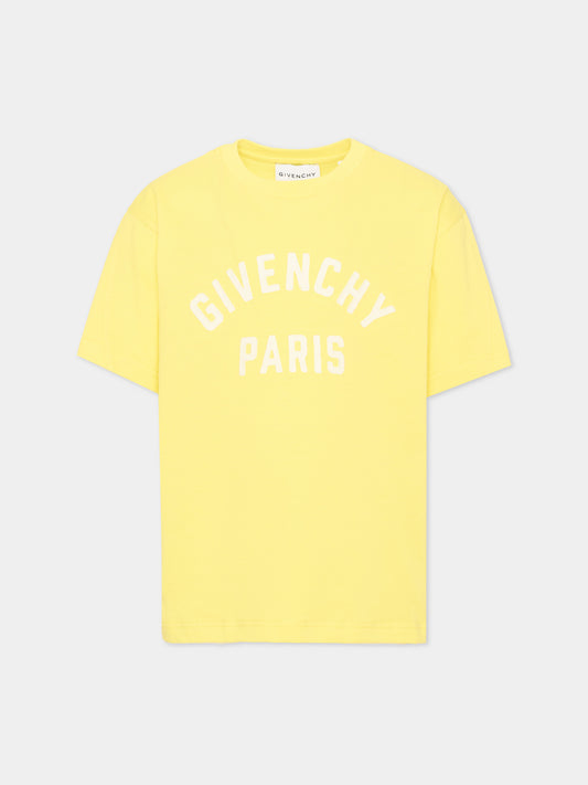 T-Shirt gialla per bambini con logo,Givenchy Kids,H31345 508
