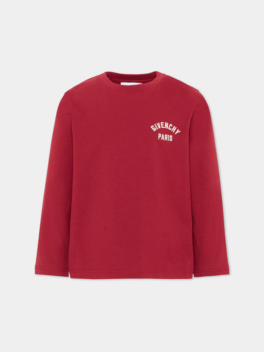 T-shirt rossa per bambino con logo,Givenchy Kids,H31347 96D