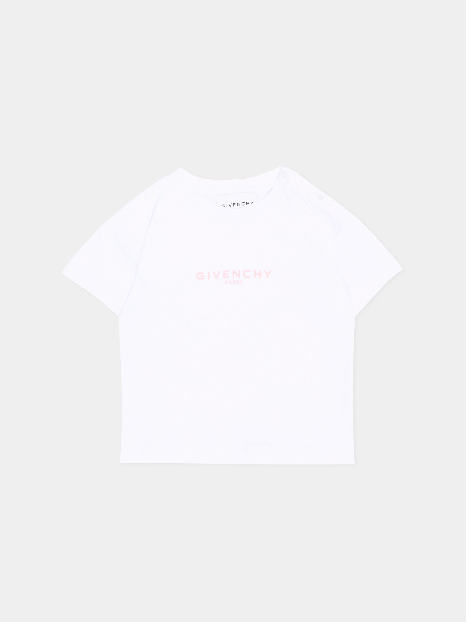 T-Shirt bianca per neonata con logo,Givenchy Kids,H31379 10P