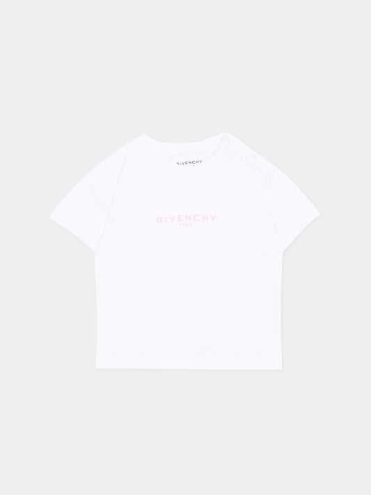 T-Shirt bianca per neonata con logo,Givenchy Kids,H31379 10P