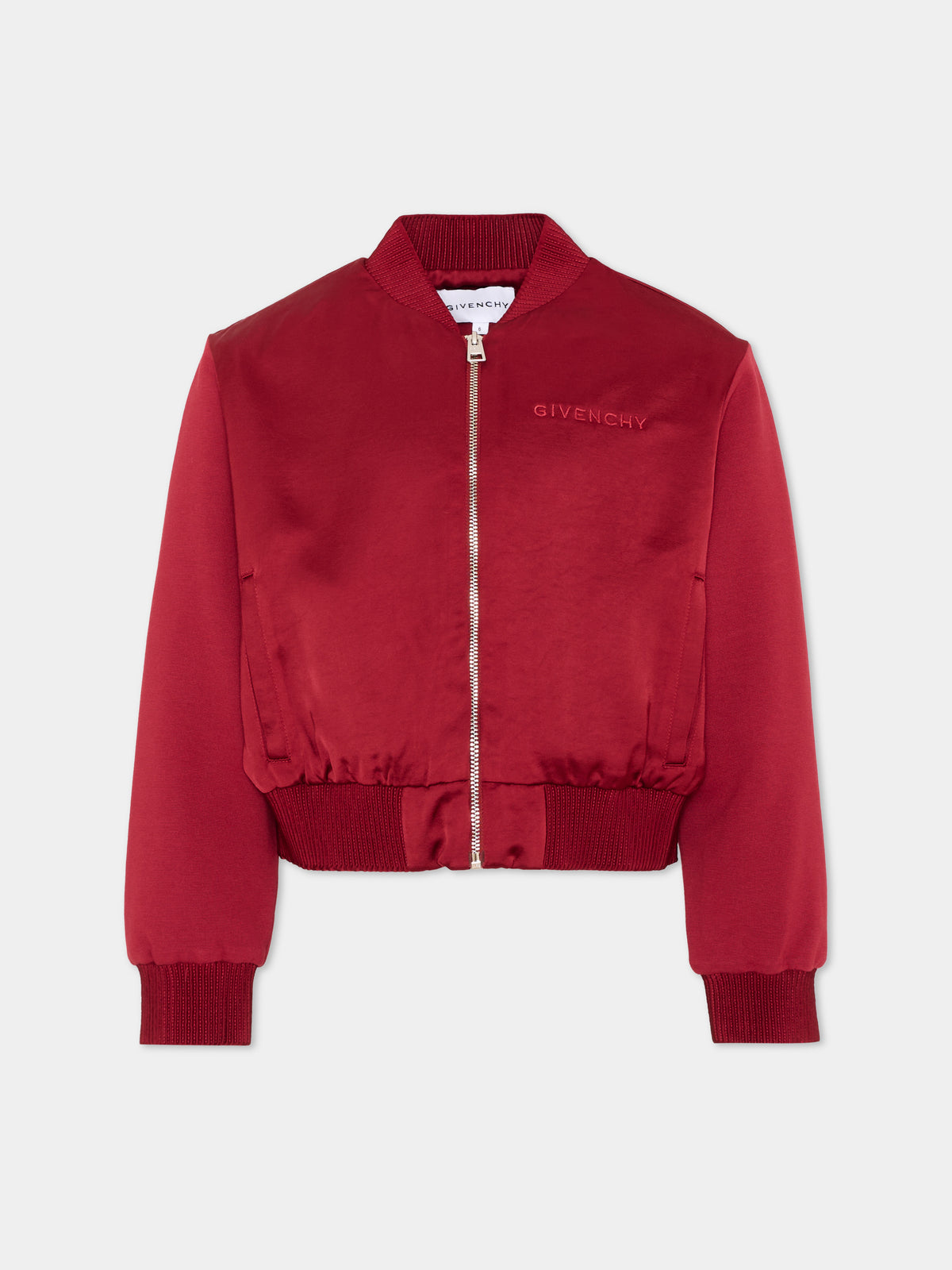Bomber bordeaux per bambina con logo,Givenchy Kids,H31432 96D