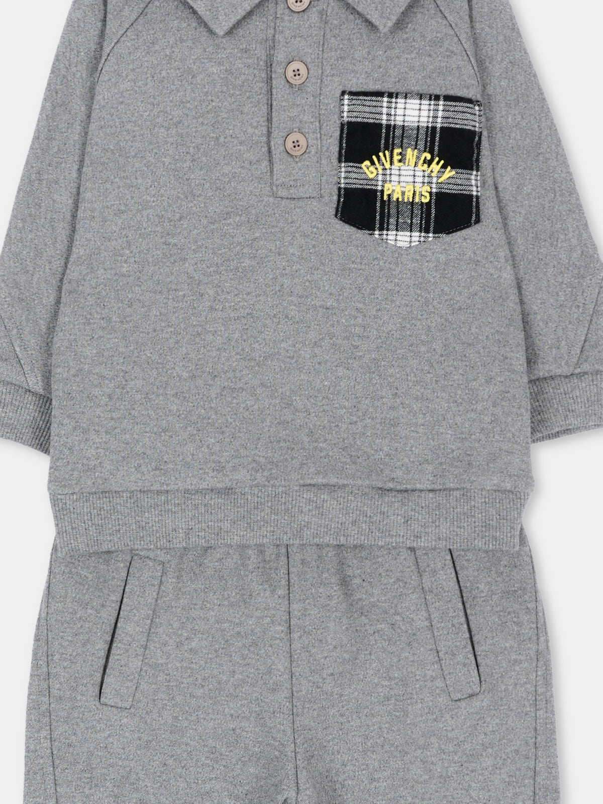 Completo sportivo lungo grigio melange per neonato,Givenchy Kids,H31454 A47