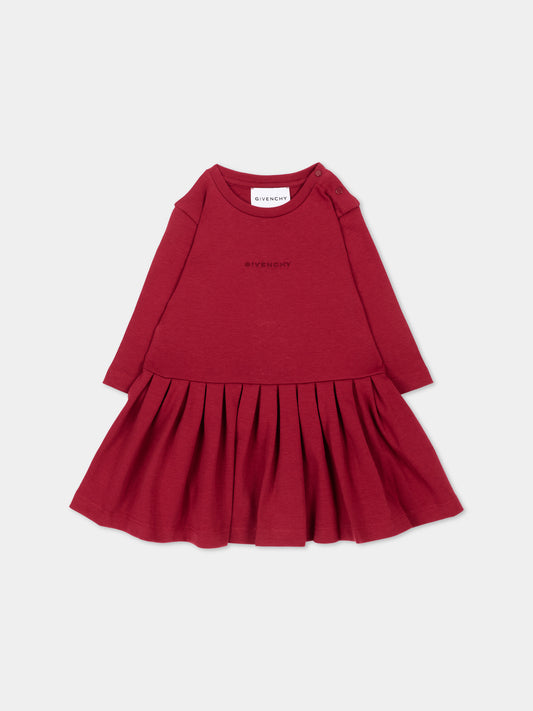 Vestito rosso per neonata con logo,Givenchy Kids,H31463 96D
