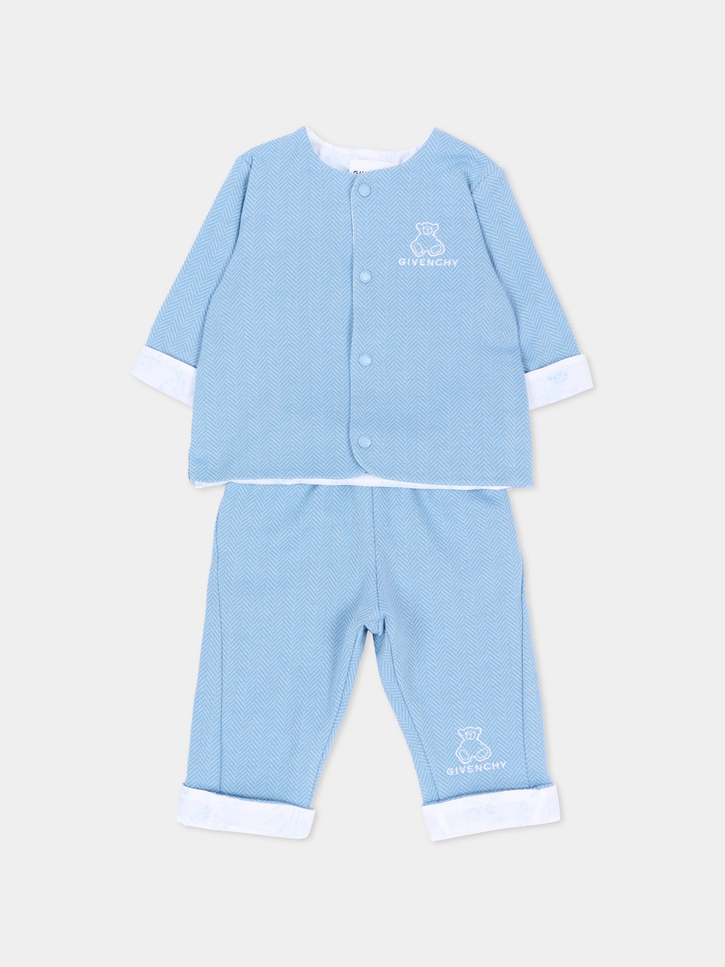 Completo nascita azzurro con ricamo,Givenchy Kids,H31537 783