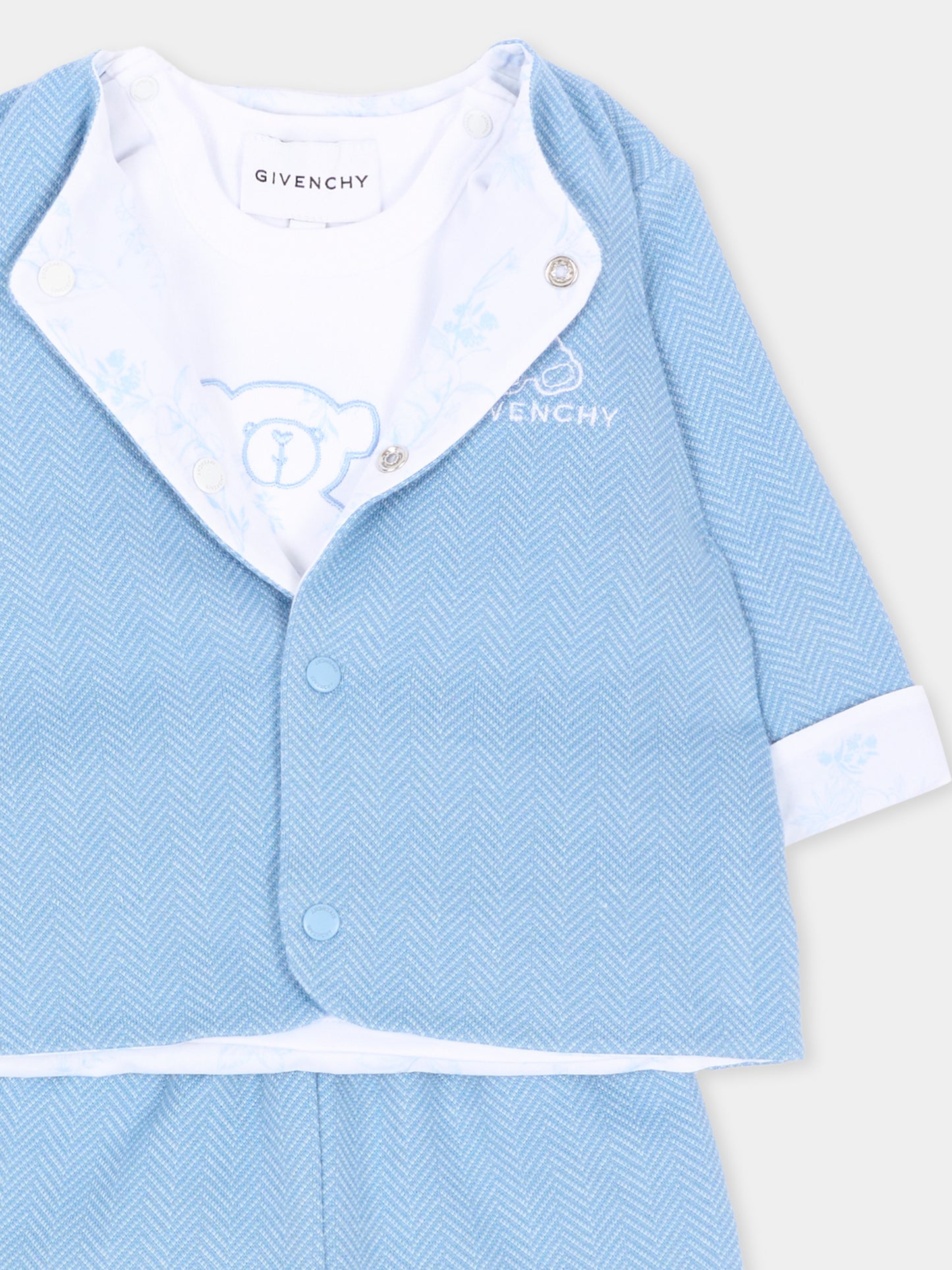 Completo nascita azzurro con ricamo,Givenchy Kids,H31537 783