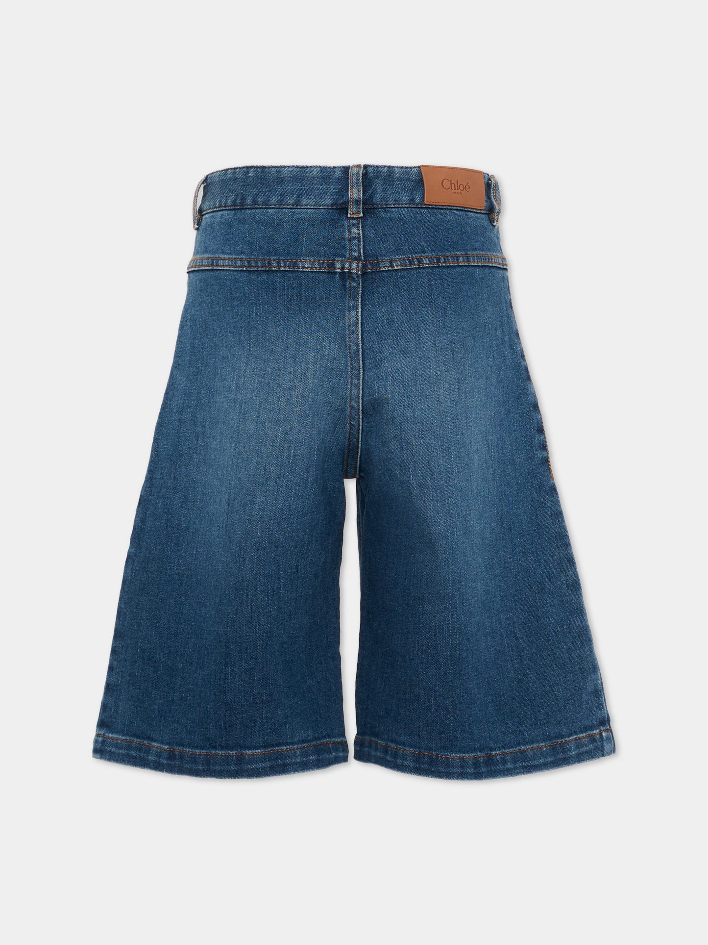 Shorts denim per bambina con patch logo,Chloé Kids,C21260 Z10