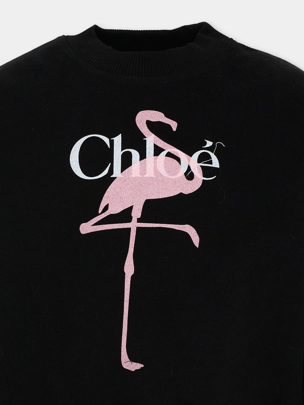 Felpa nera per bambina con stampa,Chloé Kids,C21286 09B