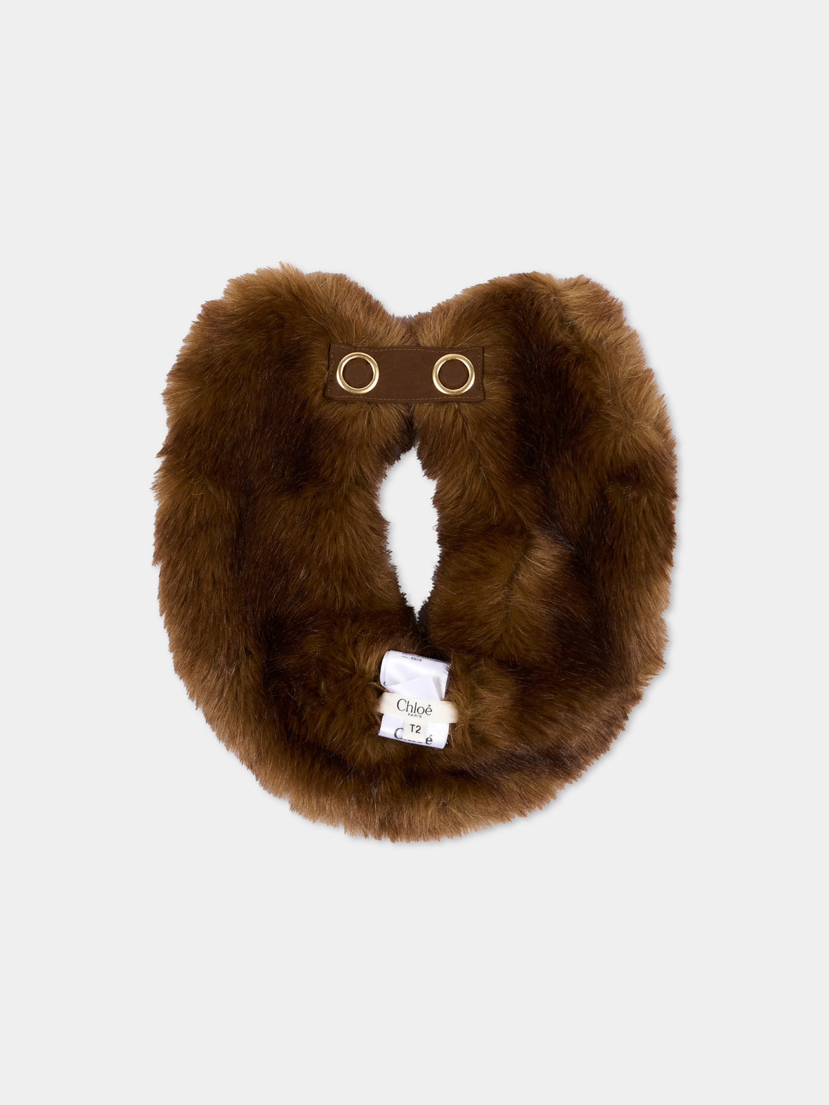 Sciarpa marrone in ecopelliccia,Chloé Kids,C21314 33F