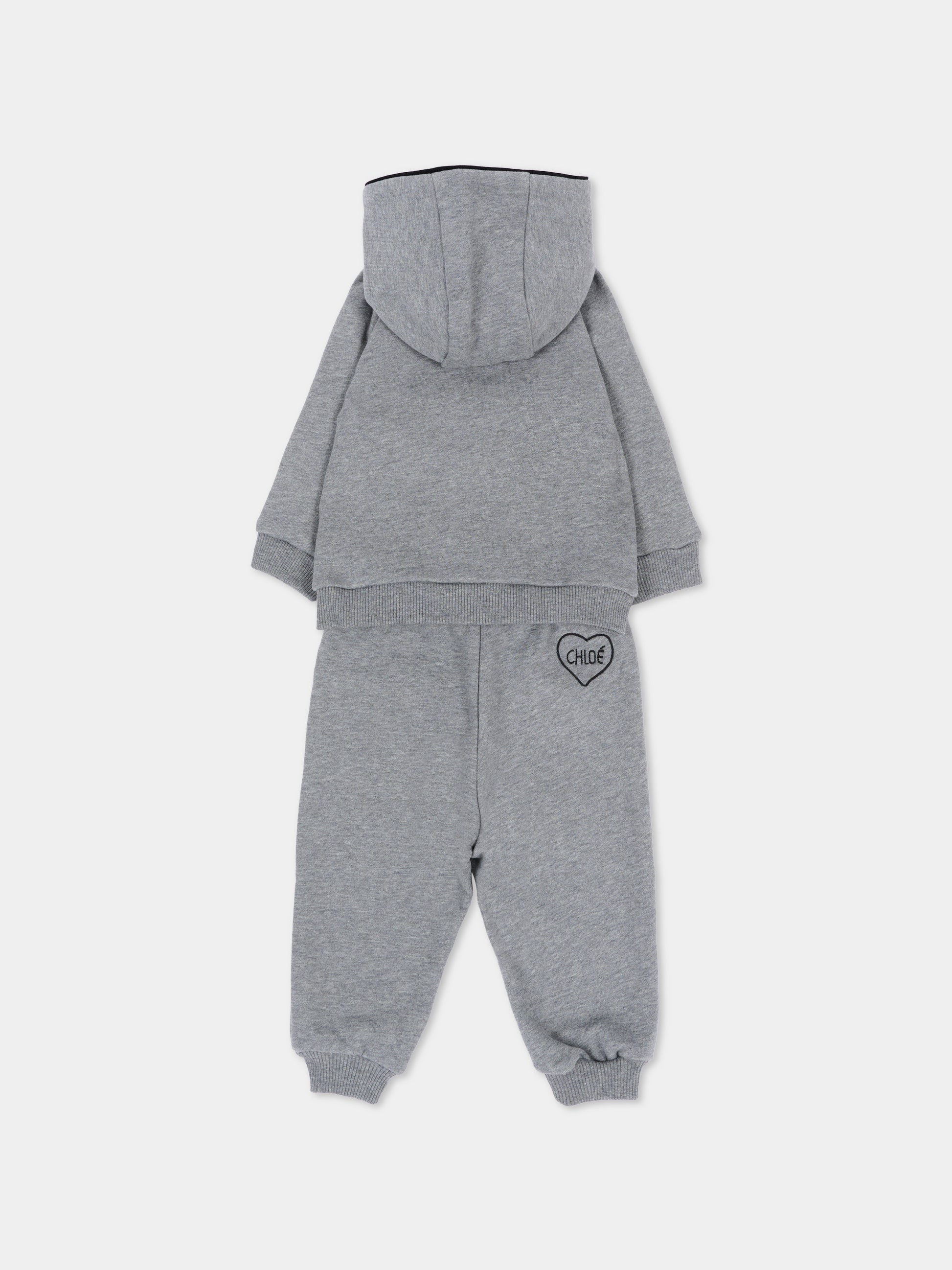 Completo sportivo lungo grigio per neonata,Chloé Kids,C21347 A46