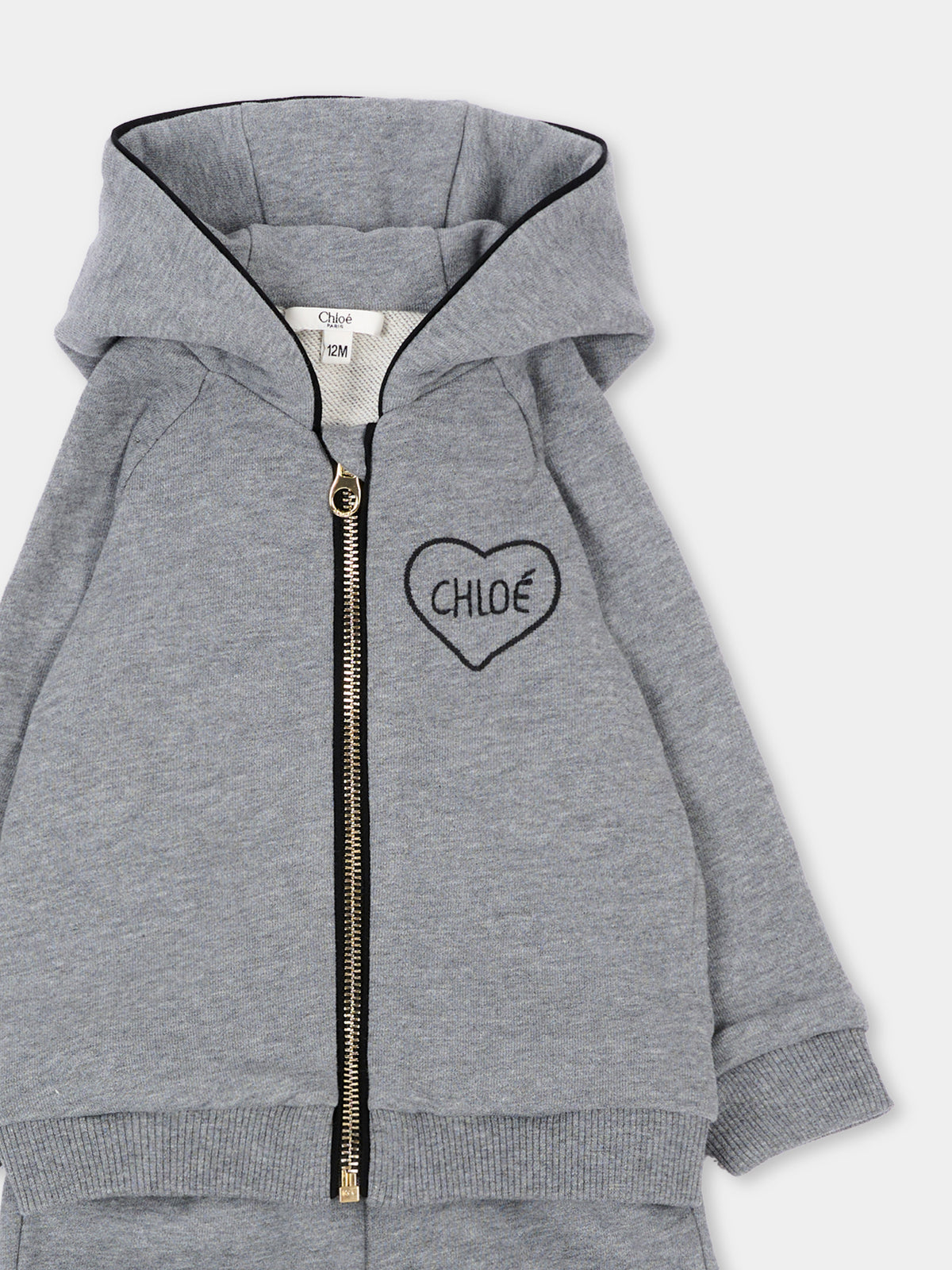 Completo sportivo lungo grigio per neonata,Chloé Kids,C21347 A46