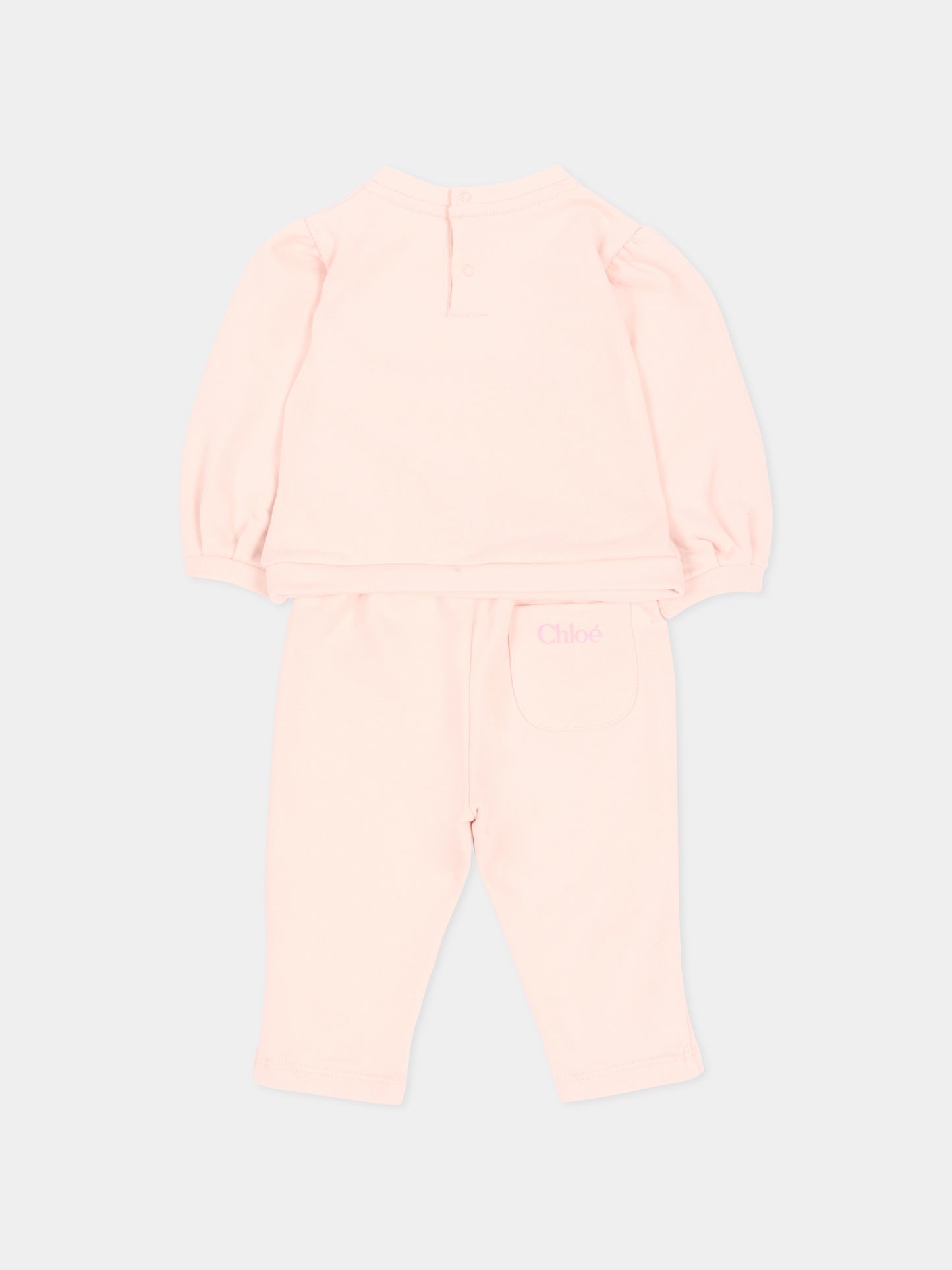 Completo sportivo lungo rosa per neonata,Chloé Kids,C21348 46J