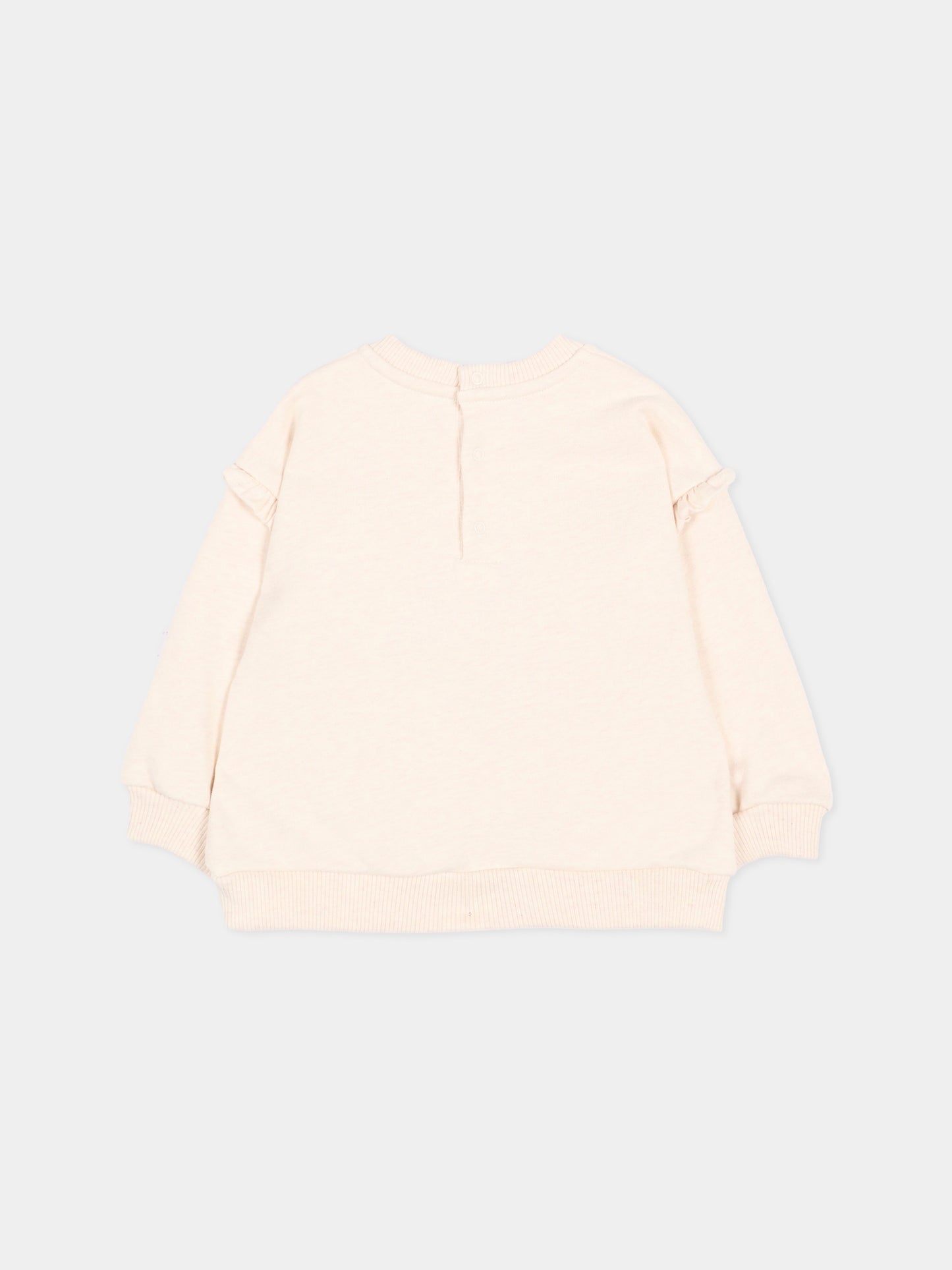Felpa beige per neonata con fiori,Chloé Kids,C21359 B39
