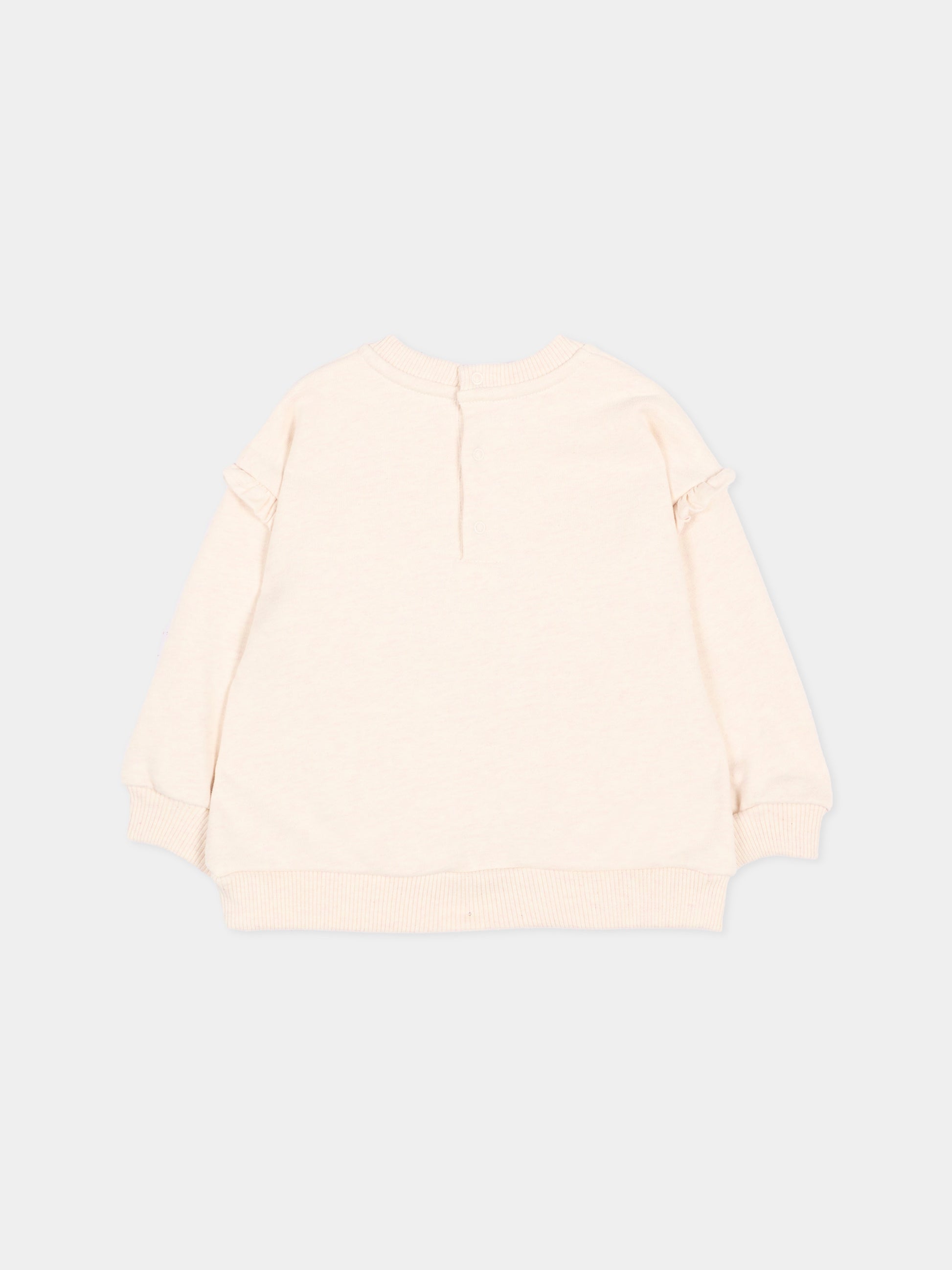 Felpa beige per neonata con fiori,Chloé Kids,C21359 B39