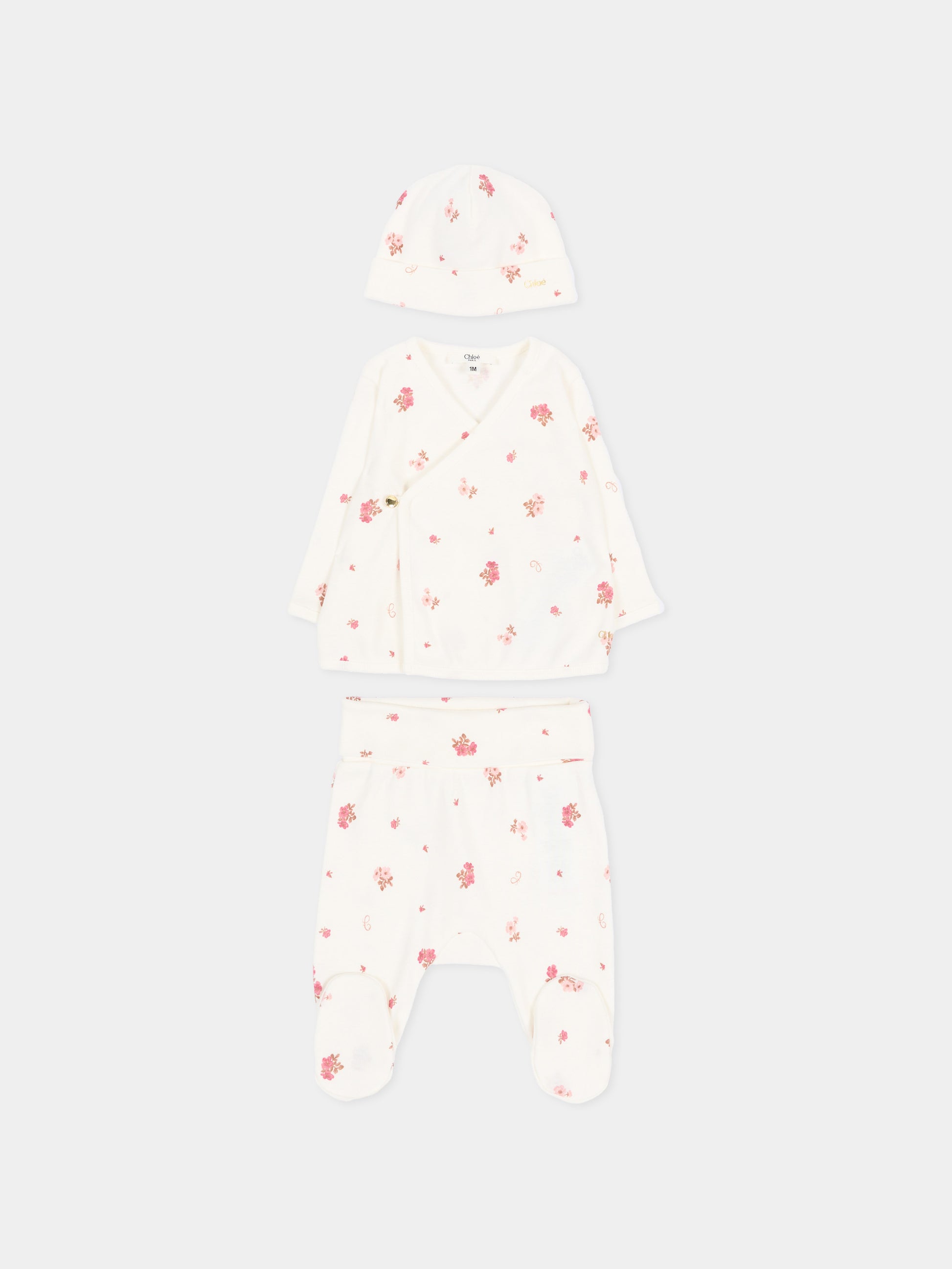Set tutina avorio per neonata floreale,Chloé Kids,C21370 117