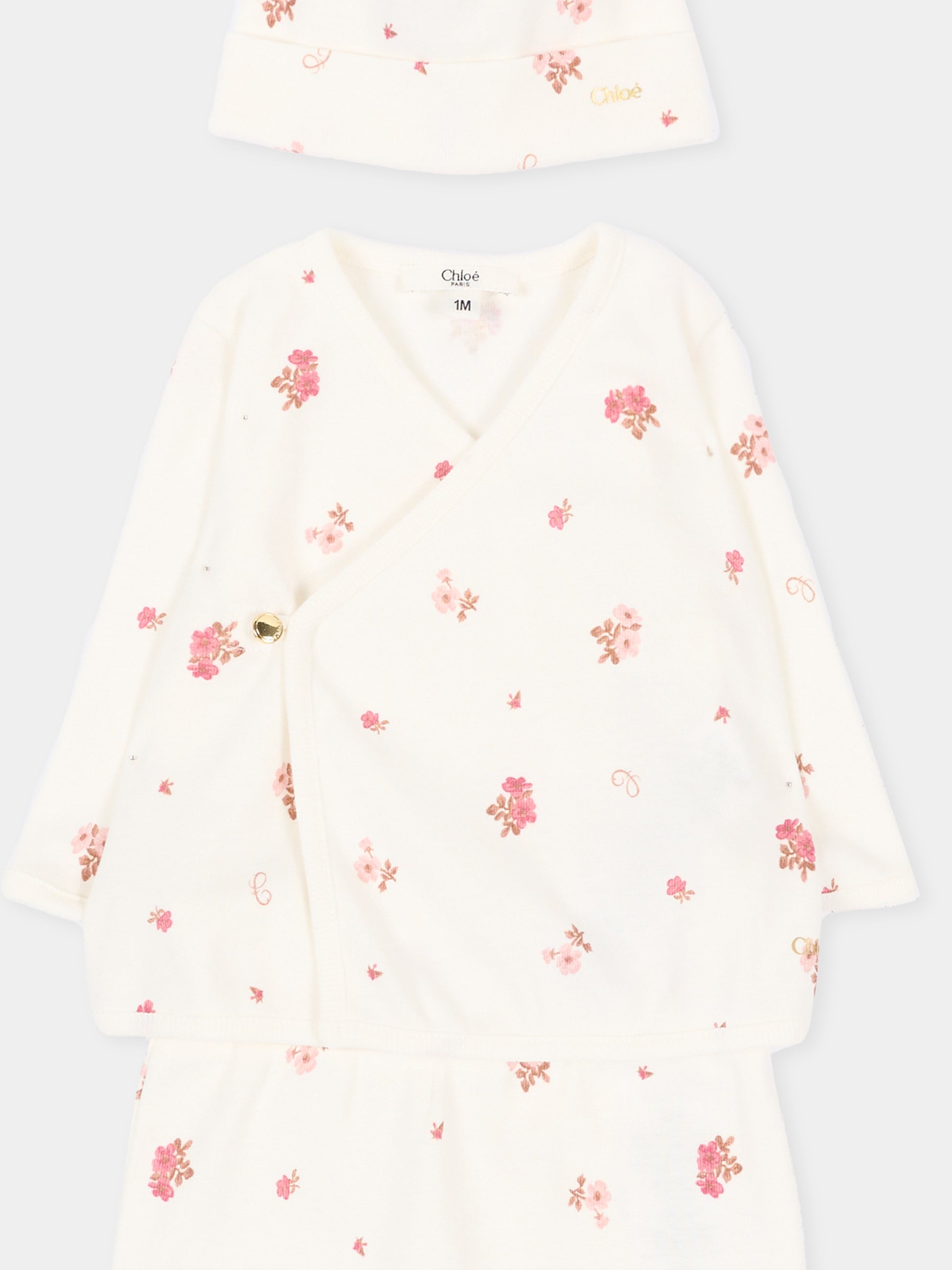 Set tutina avorio per neonata floreale,Chloé Kids,C21370 117
