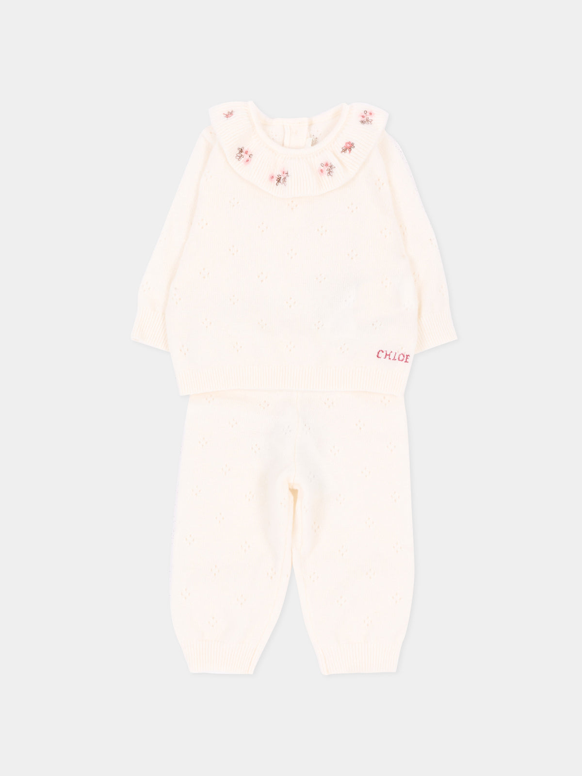 Completo nascita avorio per neonata in maglia,Chloé Kids,C21373 148