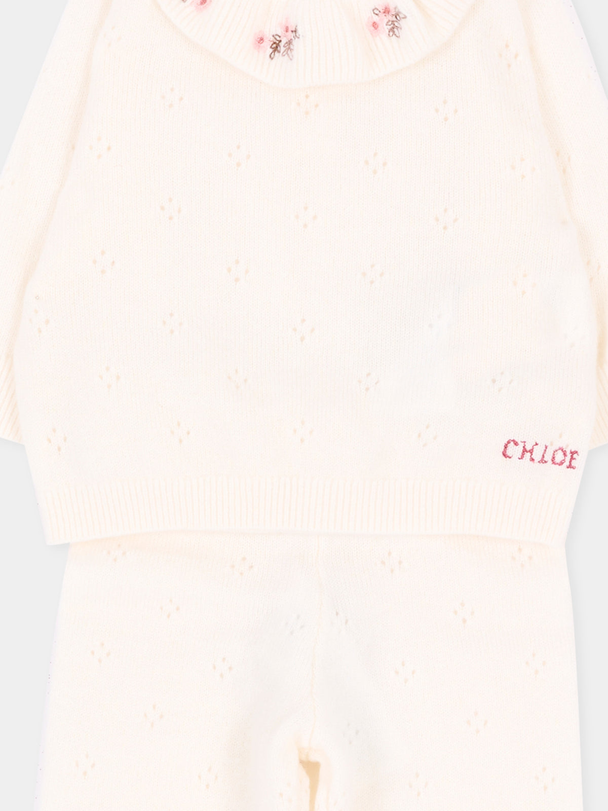 Completo nascita avorio per neonata in maglia,Chloé Kids,C21373 148