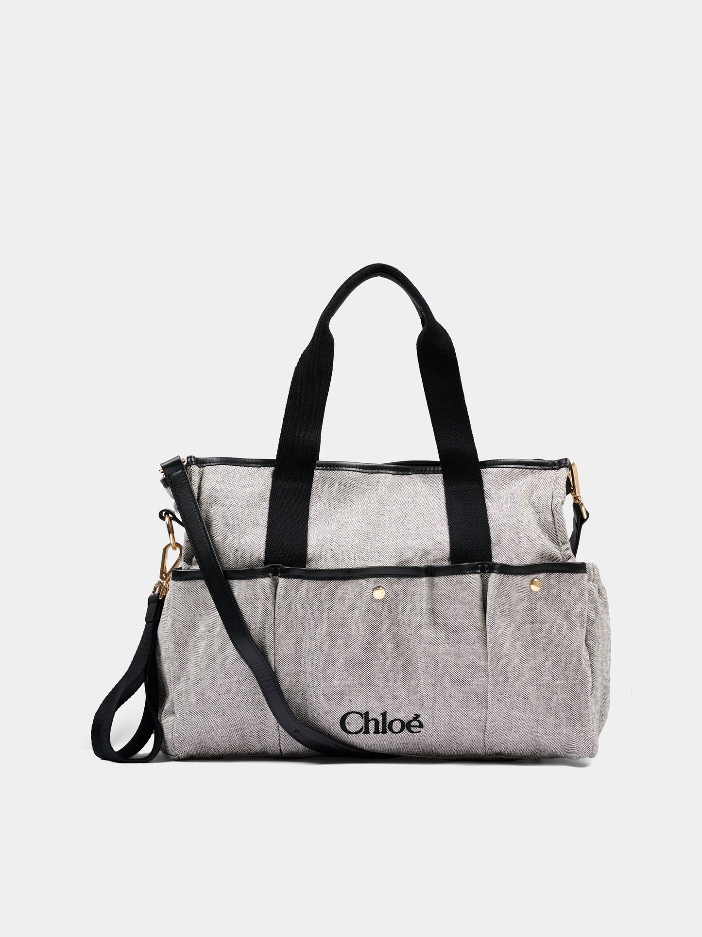 Borsa mamma grigia per neonati con logo,Chloé Kids,C21398 A46