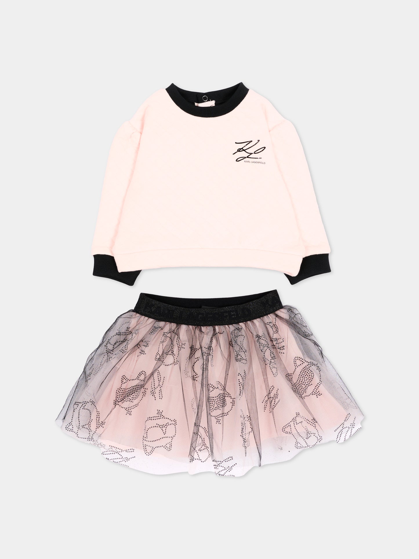 Completo elegante rosa per neonata con tulle,Karl Lagerfeld Kids,Z31281 M94