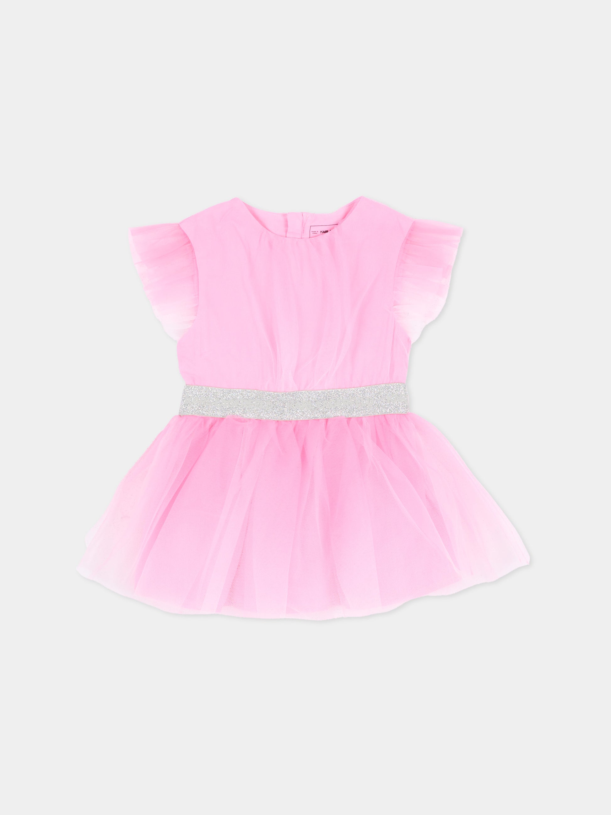 Abito elegante rosa per neonata con logo,Karl Lagerfeld Kids,Z31288 47U