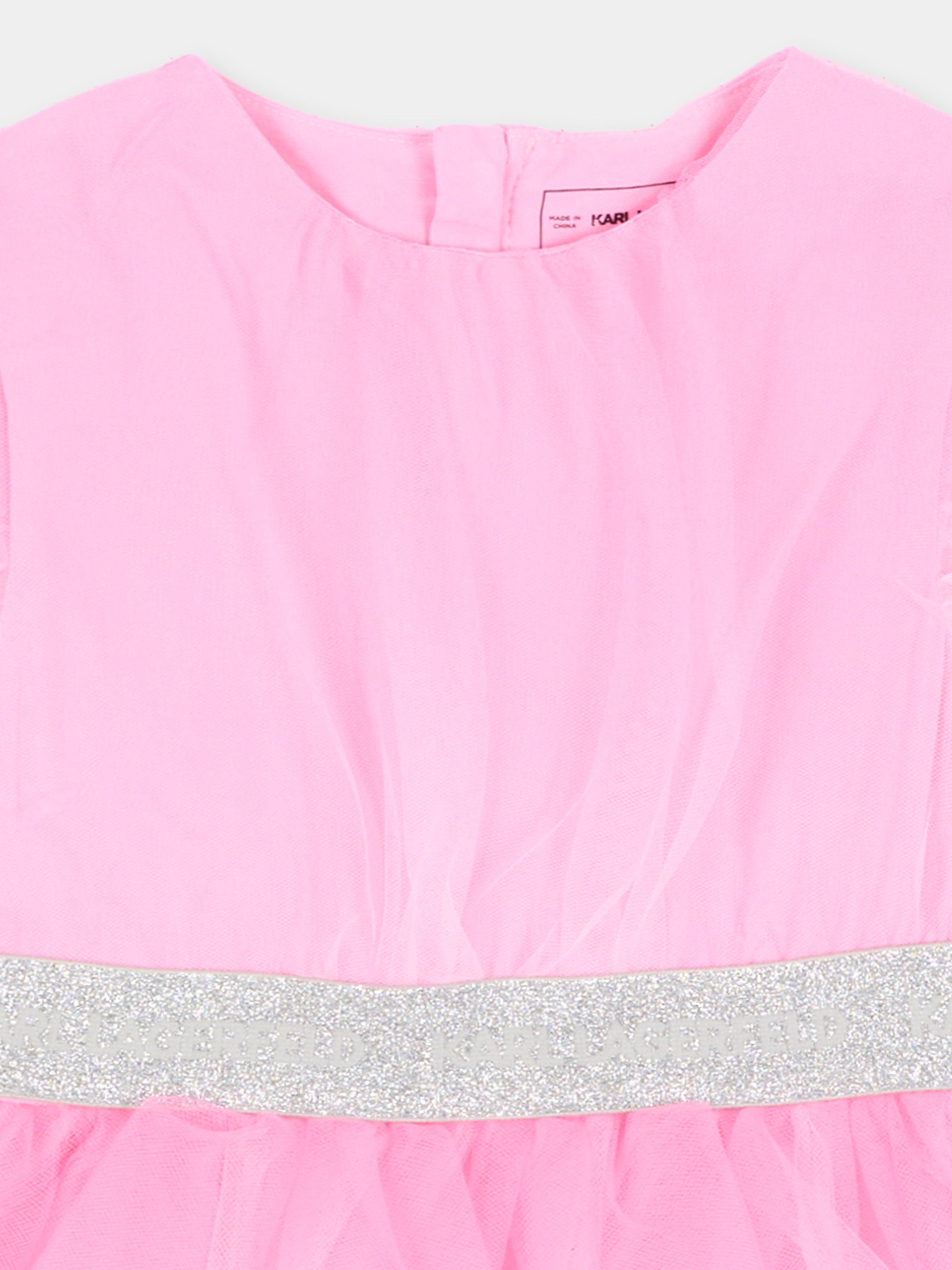 Abito elegante rosa per neonata con logo,Karl Lagerfeld Kids,Z31288 47U
