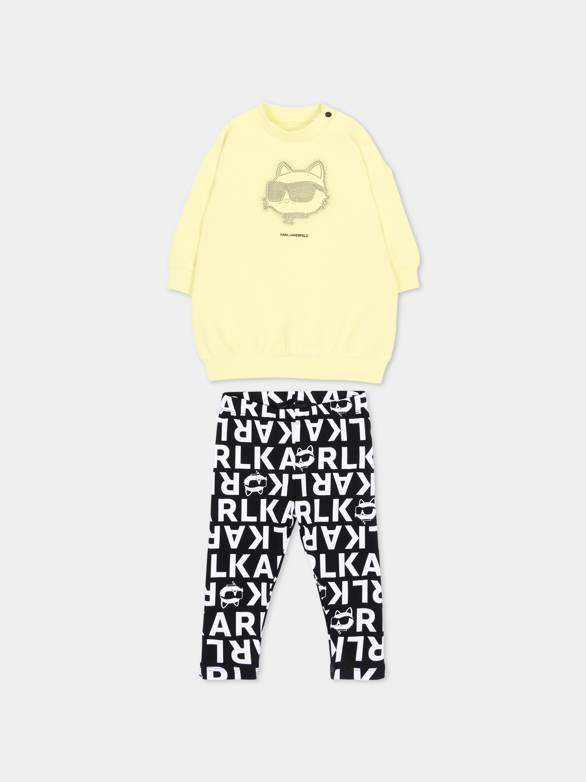 Completo sportivo lungo giallo per neonata con logo,Karl Lagerfeld Kids,Z31295 532