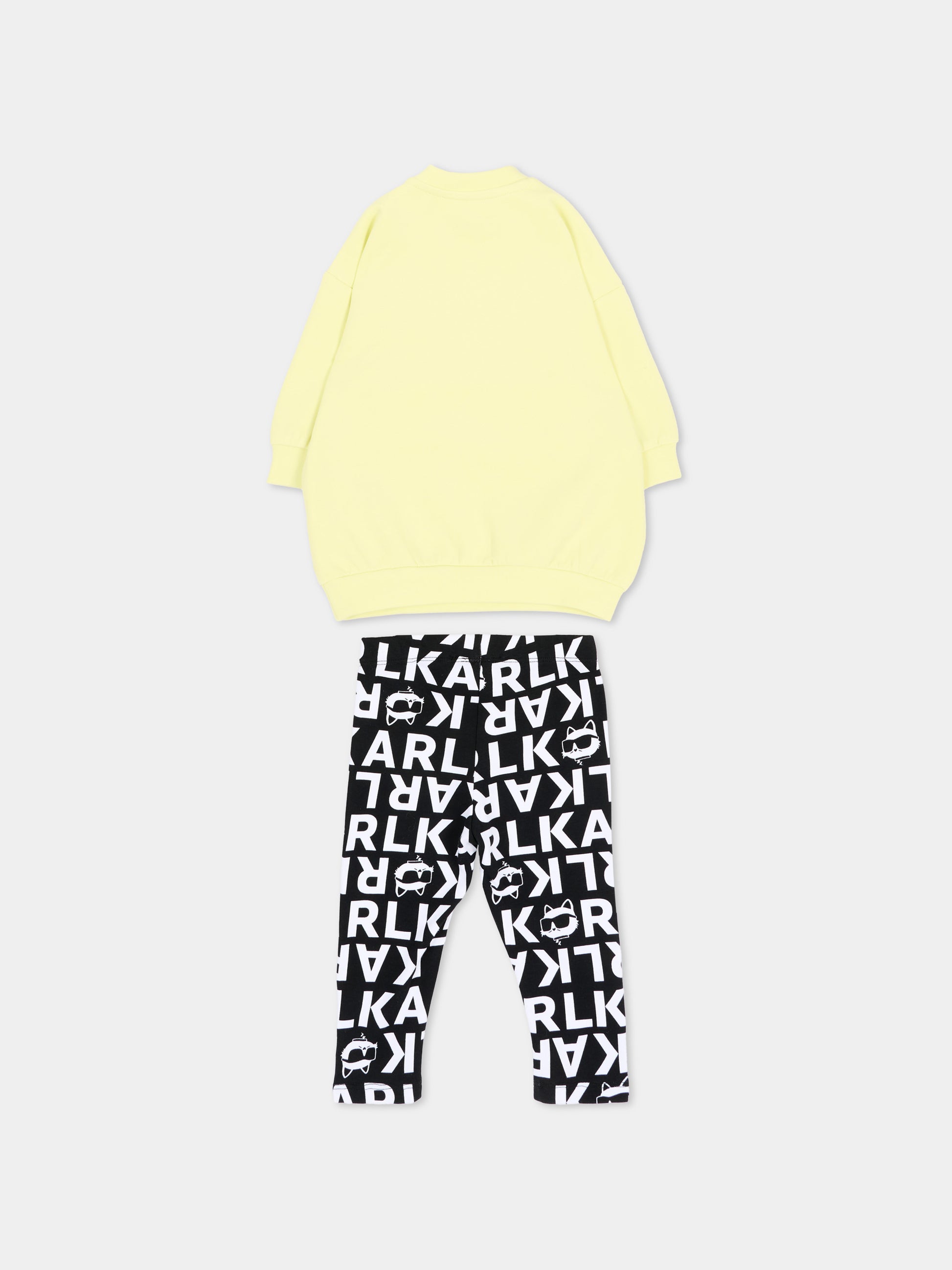 Completo sportivo lungo giallo per neonata con logo,Karl Lagerfeld Kids,Z31295 532