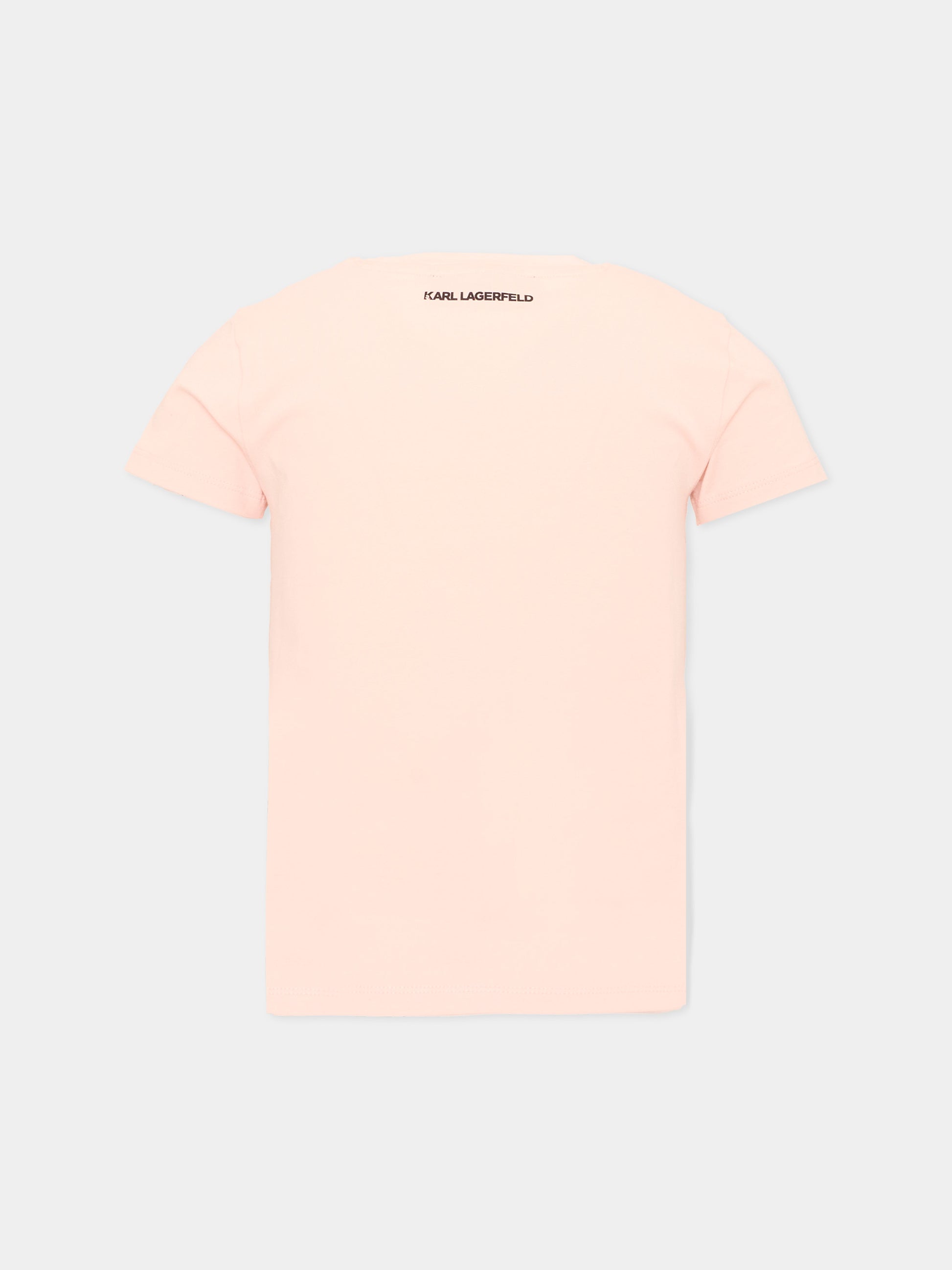 T-shirt rosa per bambina con stampa,Karl Lagerfeld Kids,Z31308 471