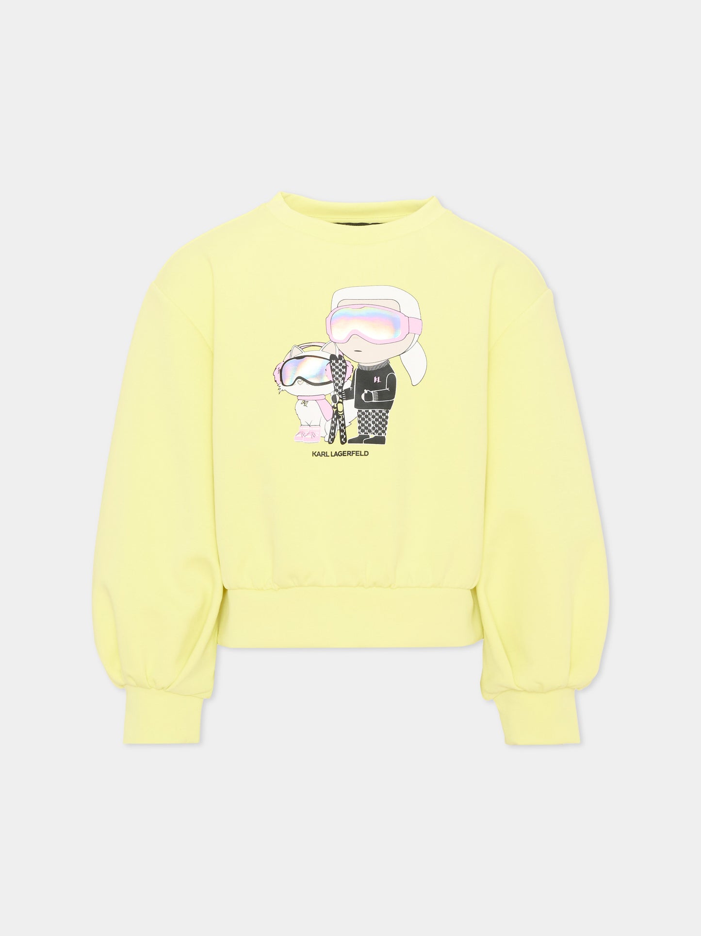 Felpa gialla per bambina con stampa,Karl Lagerfeld Kids,Z31318 532