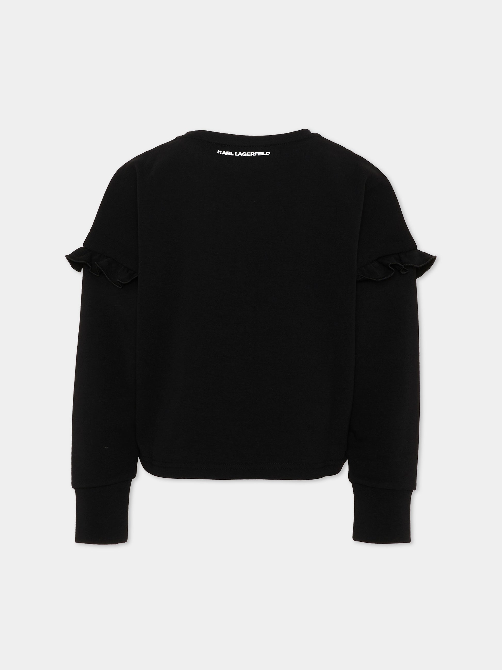 Felpa nera per bambina con logo,Karl Lagerfeld Kids,Z31319 09B