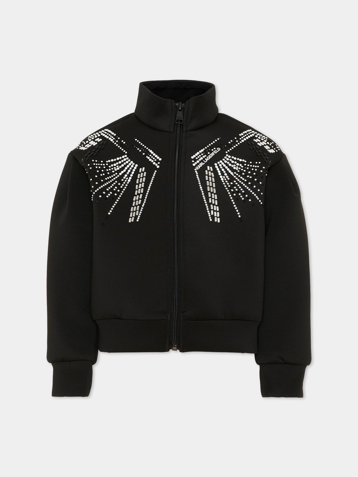 Bomber nero per bambina con strass,Karl Lagerfeld Kids,Z31322 09B