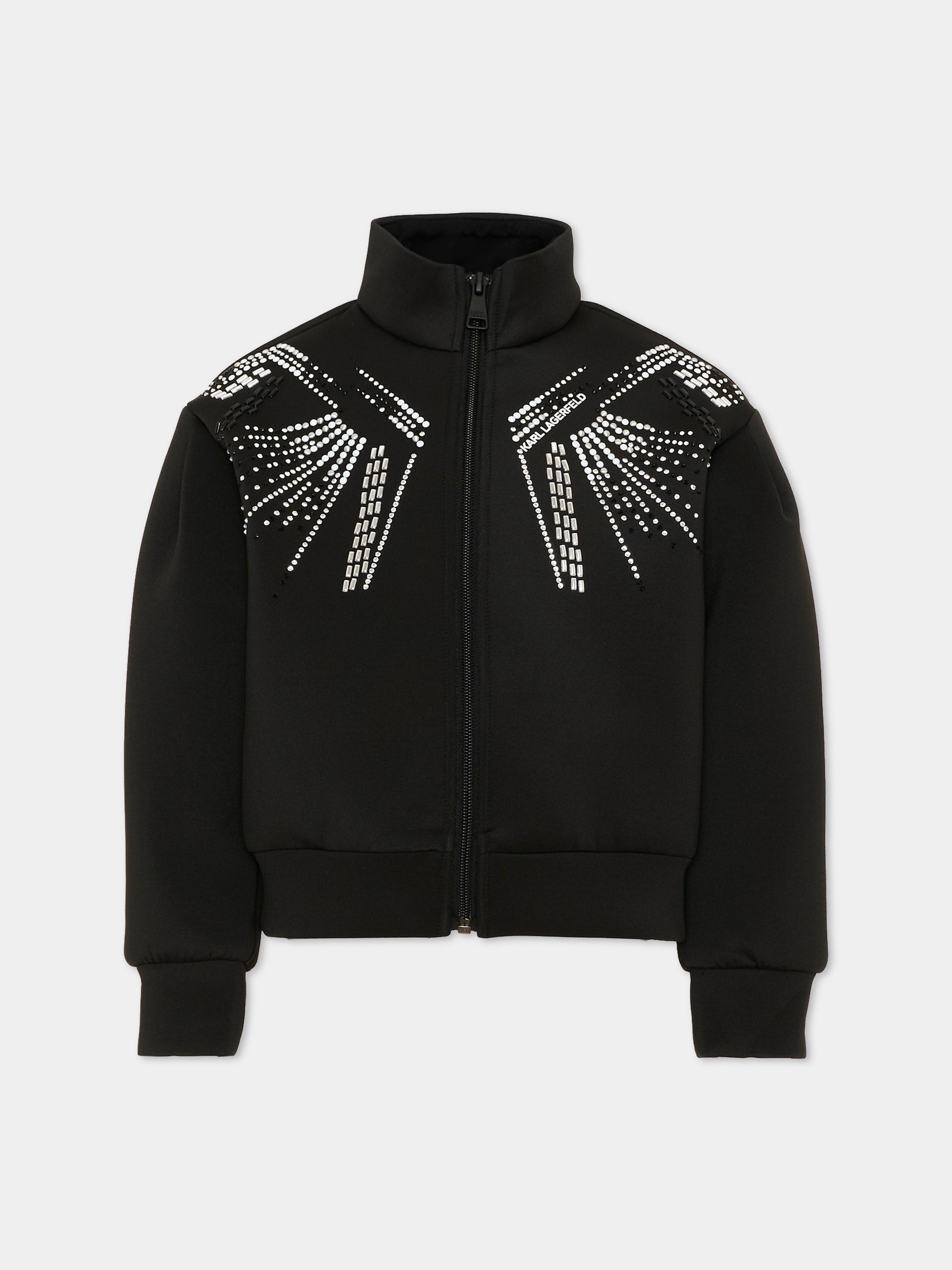 Bomber nero per bambina con strass,Karl Lagerfeld Kids,Z31322 09B