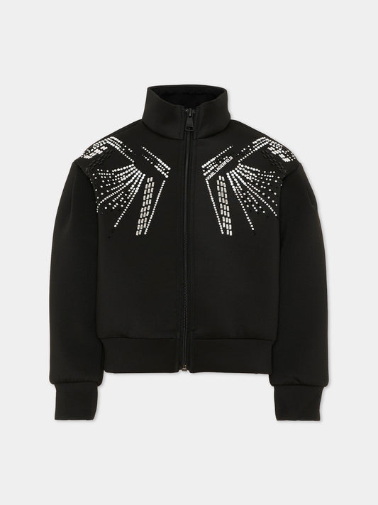 Bomber nero per bambina con strass,Karl Lagerfeld Kids,Z31322 09B