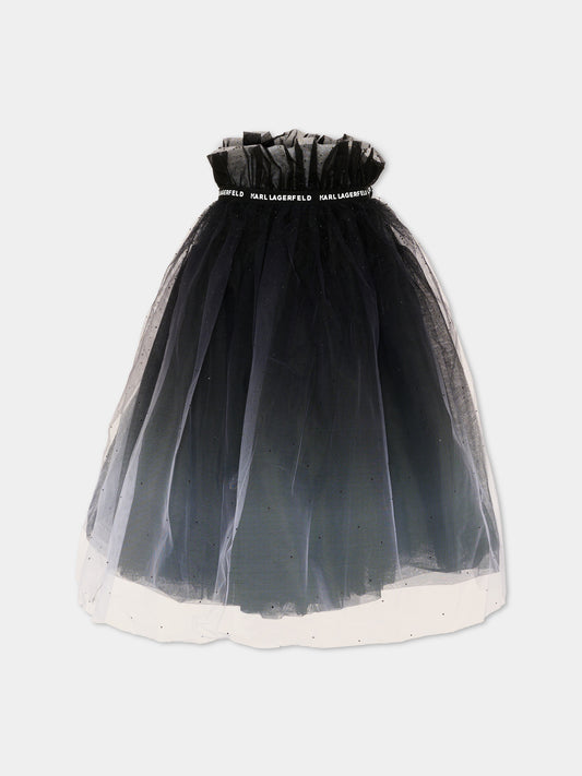 Gonna nera per bambina in tulle,Karl Lagerfeld Kids,Z31347 N50