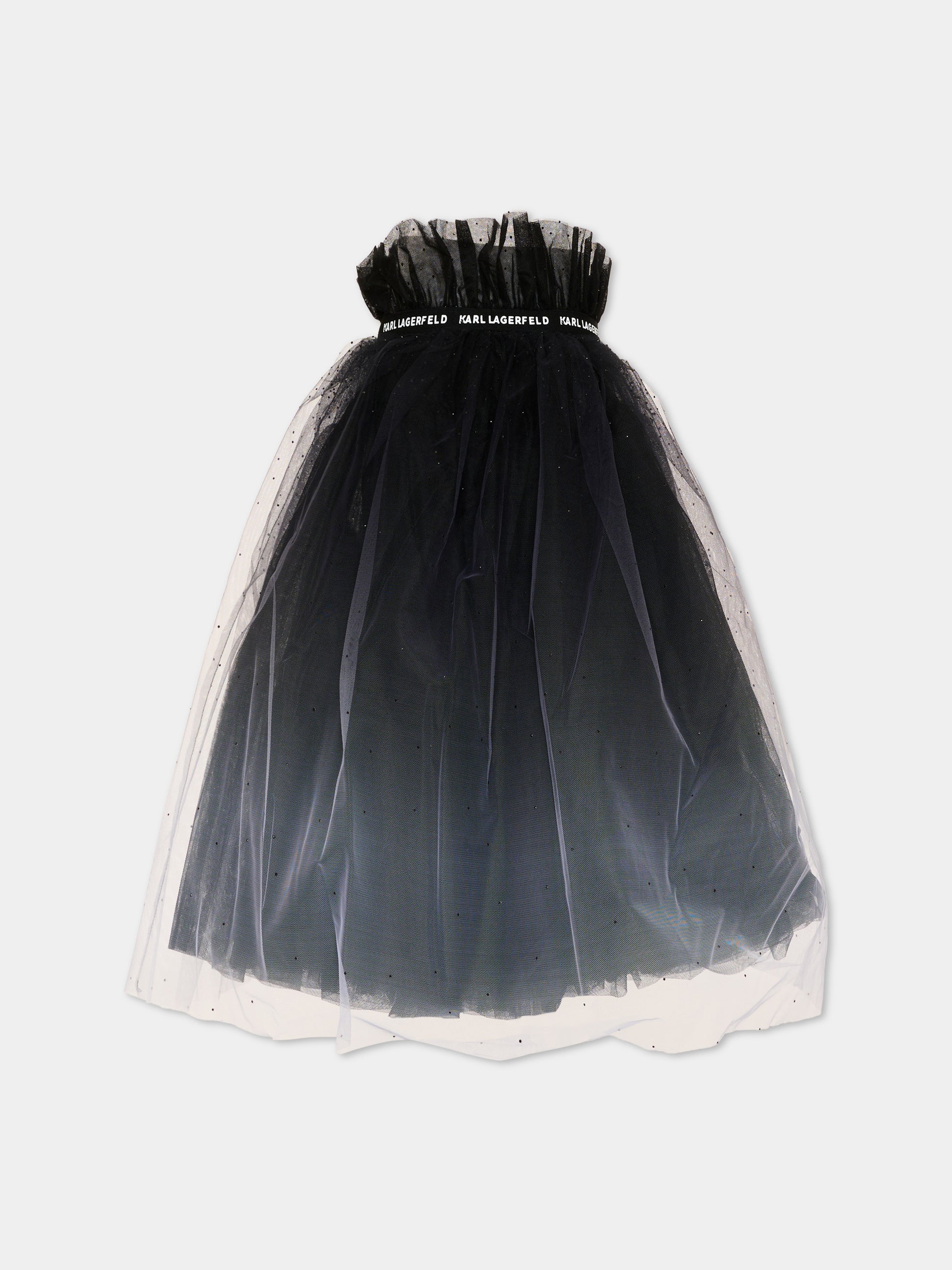 Gonna nera per bambina in tulle,Karl Lagerfeld Kids,Z31347 N50