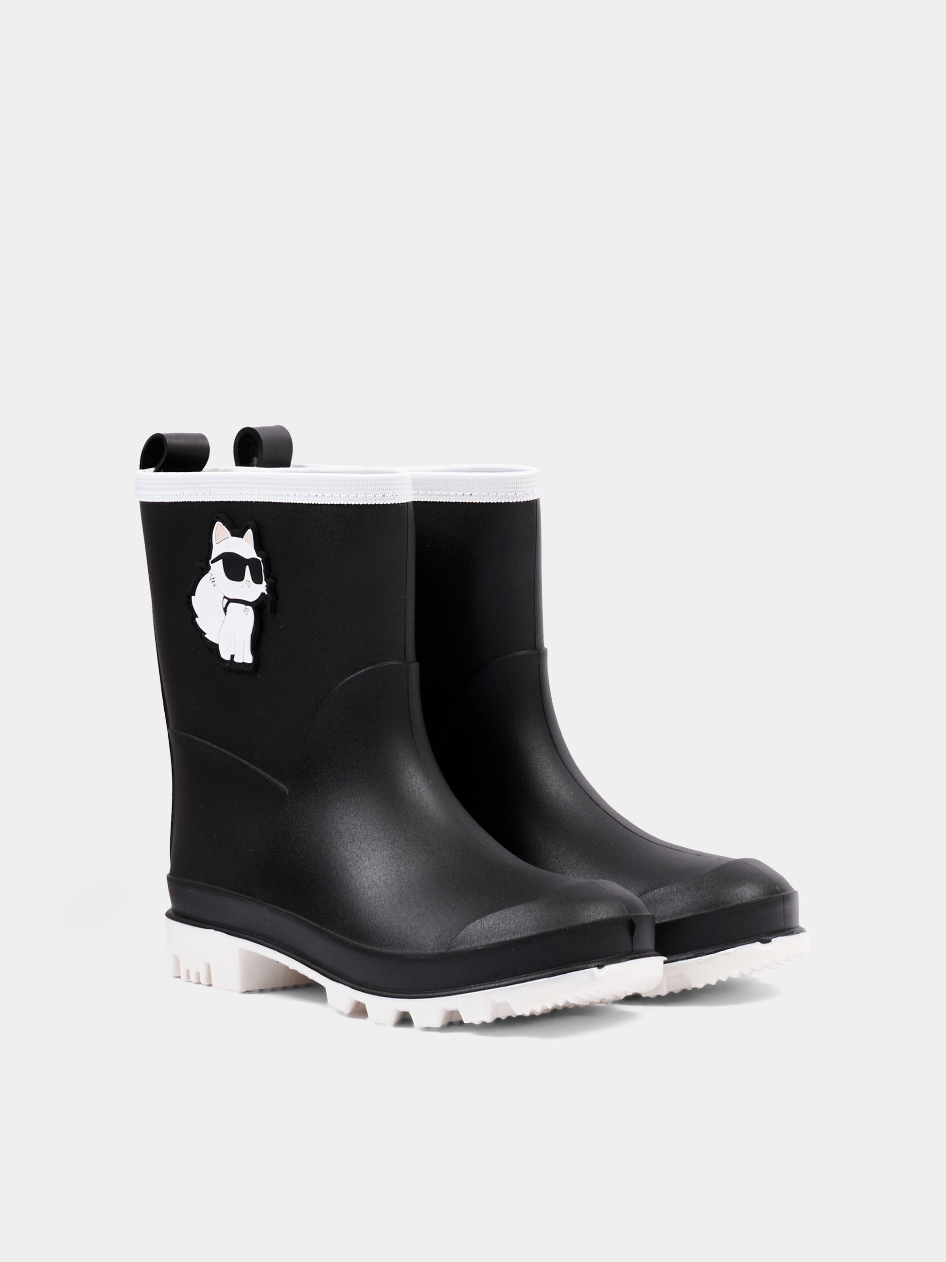 Stivali pioggia neri per bambini con Choupette,Karl Lagerfeld Kids,Z31406 M41