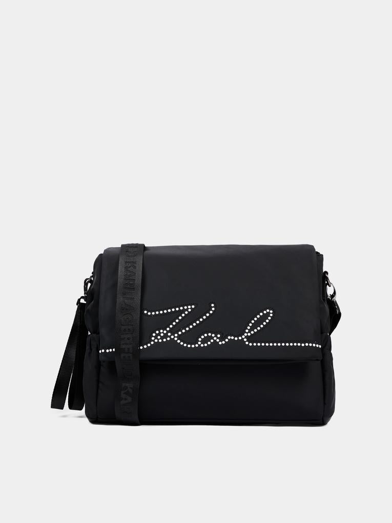 Borsa mamma nera per neonati con logo,Karl Lagerfeld Kids,Z31415 09B