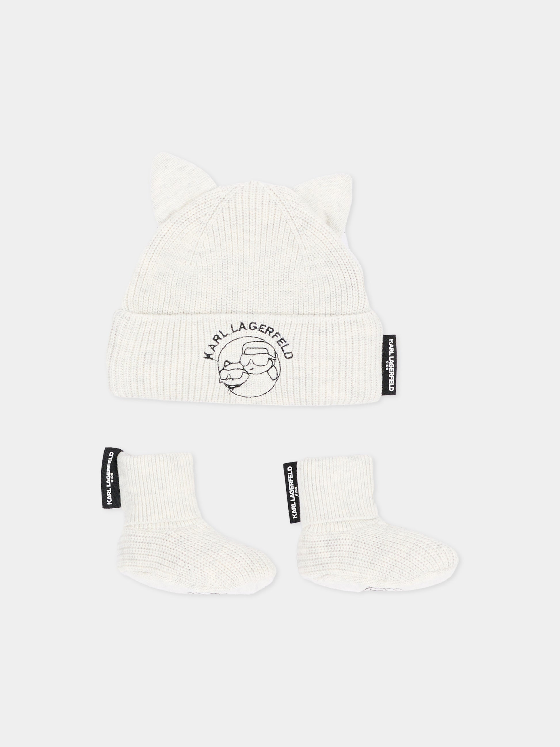 Set Accessori grigio per neonato con logo,Karl Lagerfeld Kids,Z31417 C25