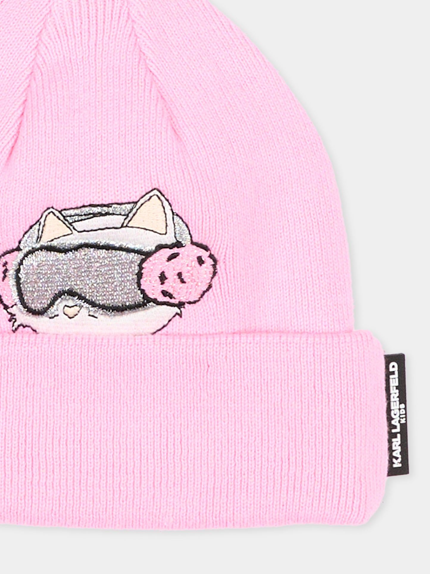 Berretto rosa per neonata con Choupette,Karl Lagerfeld Kids,Z31419 47U