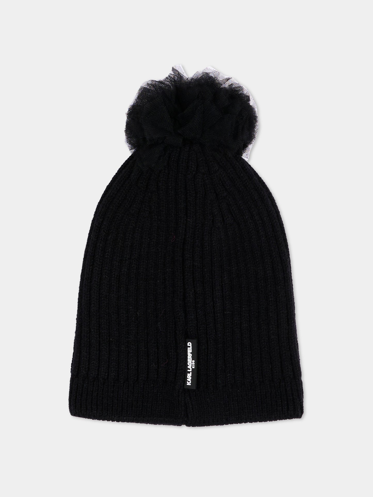 Berretto nero per bambina con Choupette,Karl Lagerfeld Kids,Z31425 09B