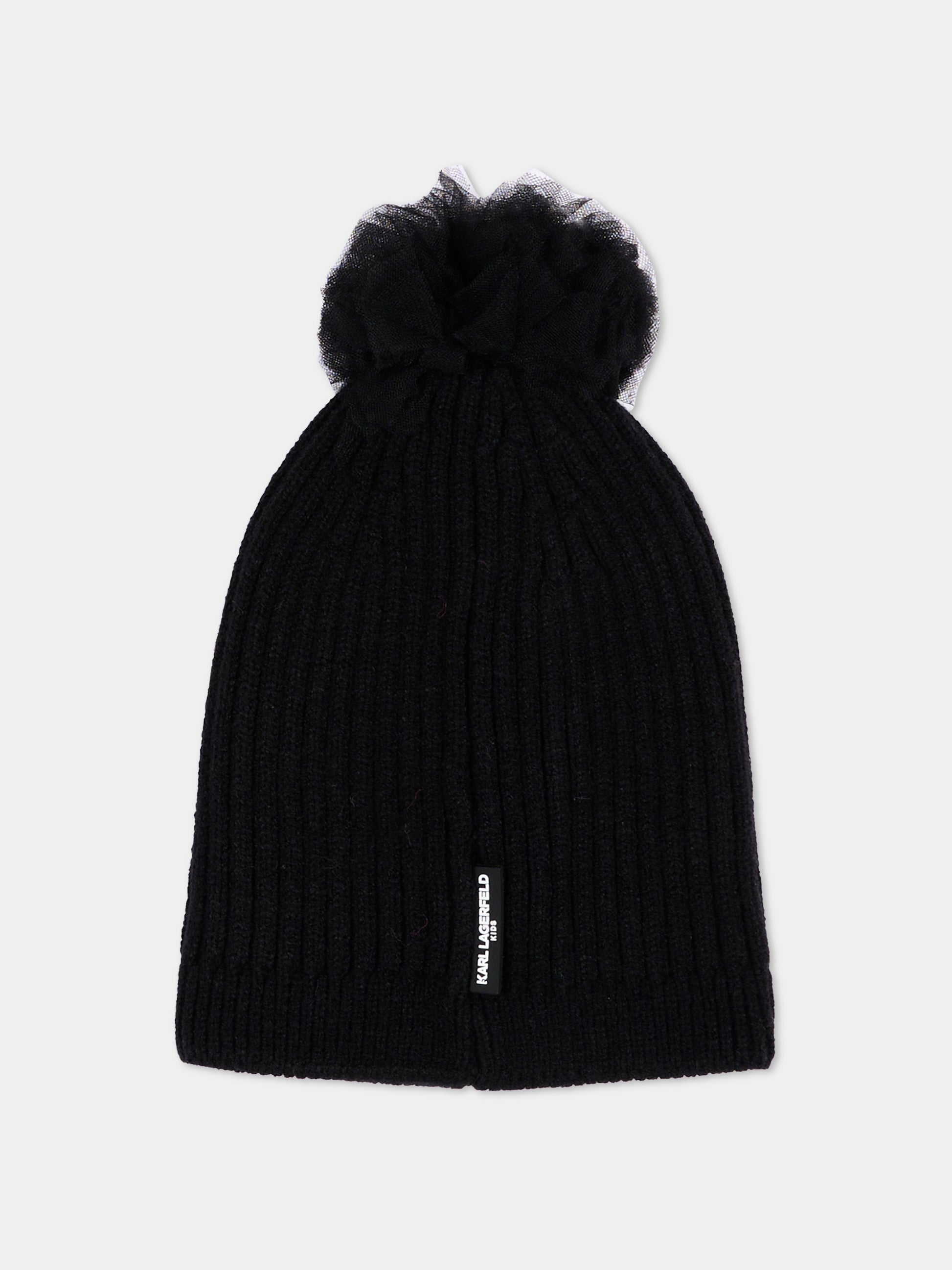 Berretto nero per bambina con Choupette,Karl Lagerfeld Kids,Z31425 09B