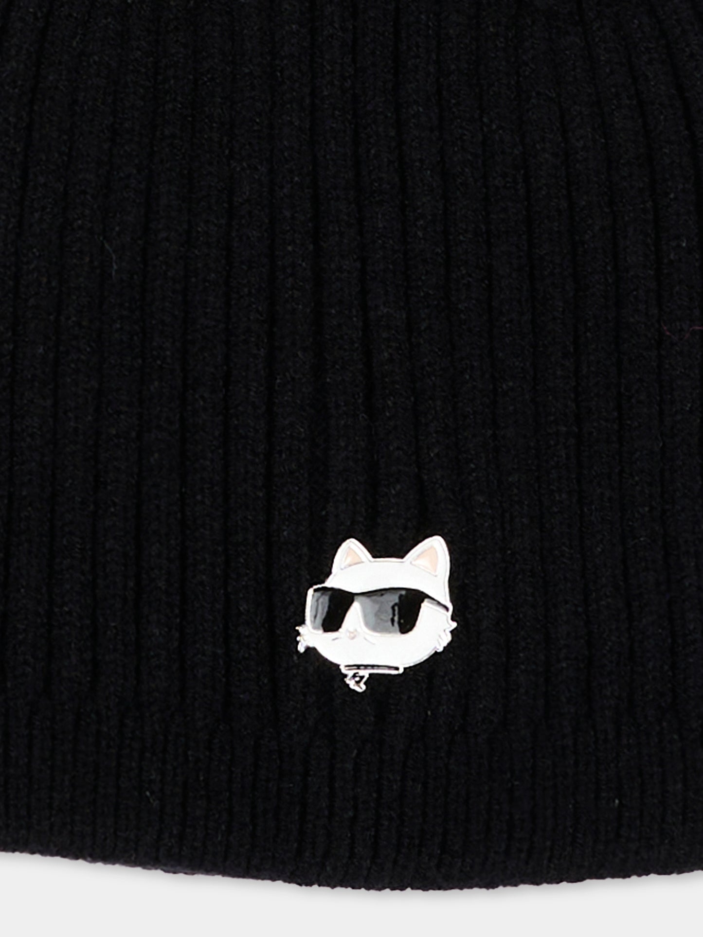 Berretto nero per bambina con Choupette,Karl Lagerfeld Kids,Z31425 09B