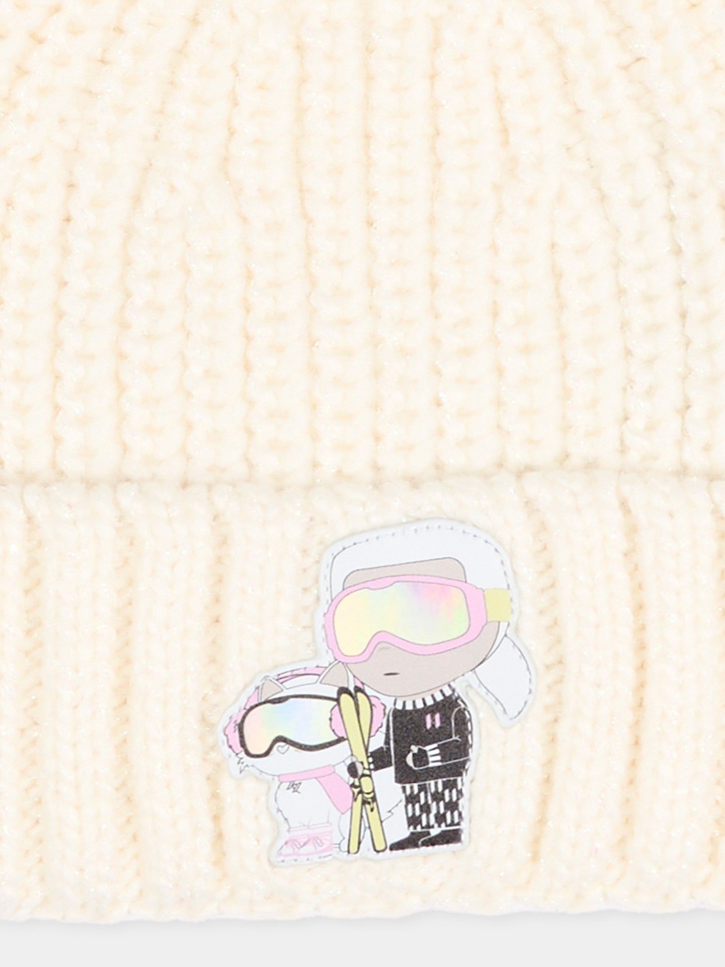 Berretto avorio per bambina con Ikonik Karl,Karl Lagerfeld Kids,Z31428 182