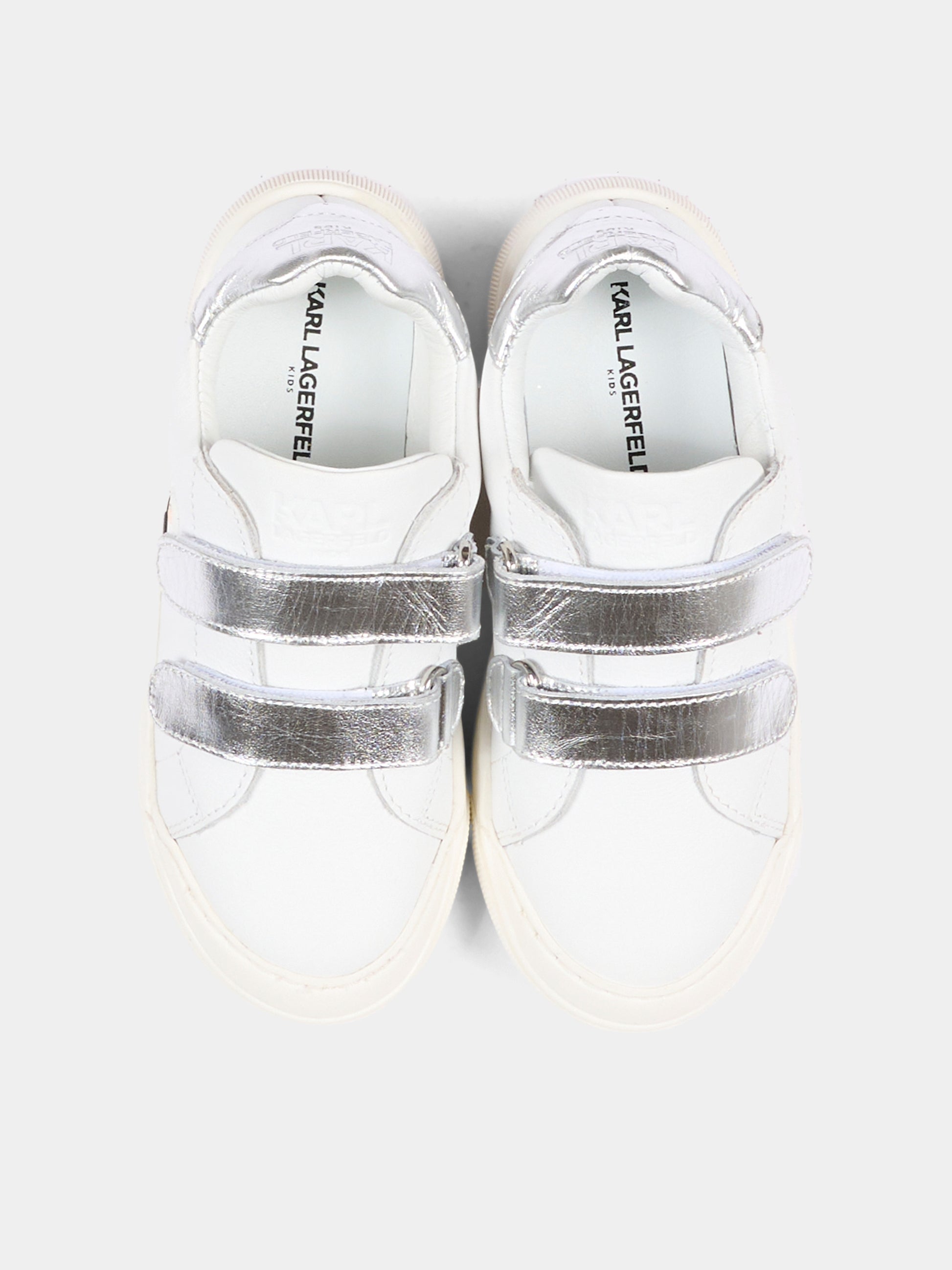 Sneakers bianche per bambina con logo,Karl Lagerfeld Kids,Z31448 10P
